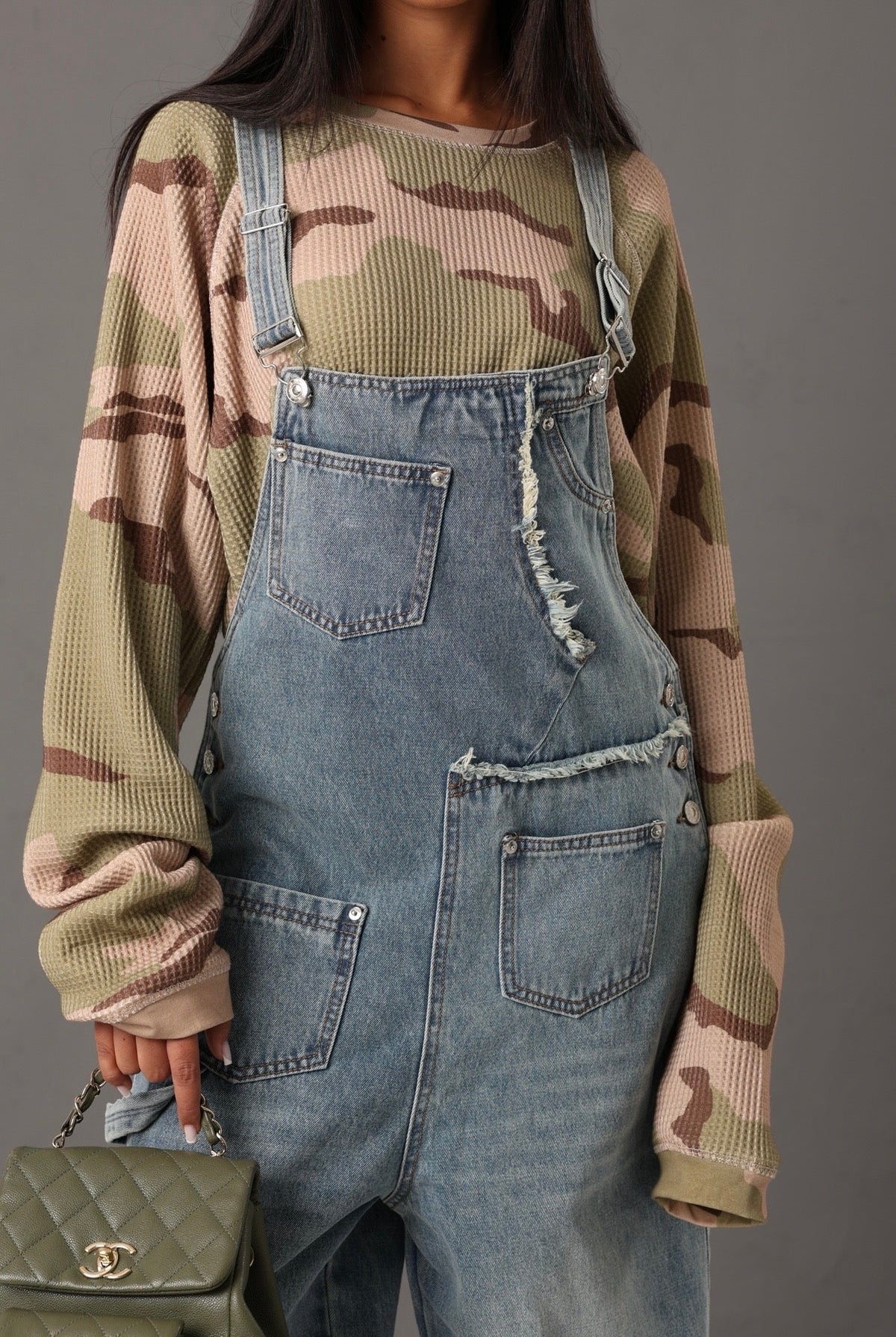 SALOPETTE SFRANGIATA AMERICA DENIM CHIARO