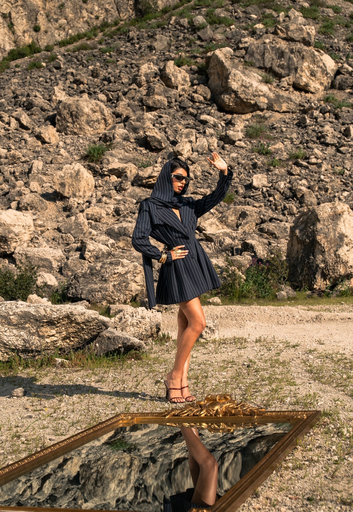 Vestito/Giacca gessato Kora blu