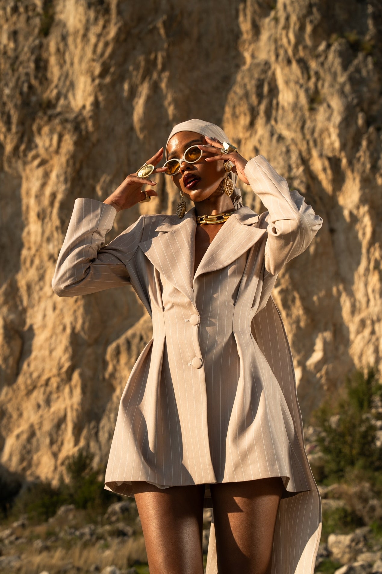 Vestito/Giacca gessato Kora beige