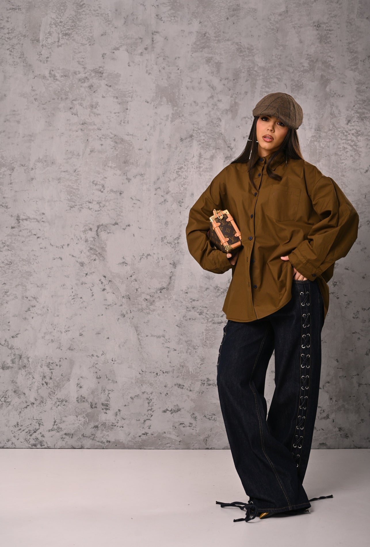 CAMICIA LEANDRA MARRONE DOUBLE FACE