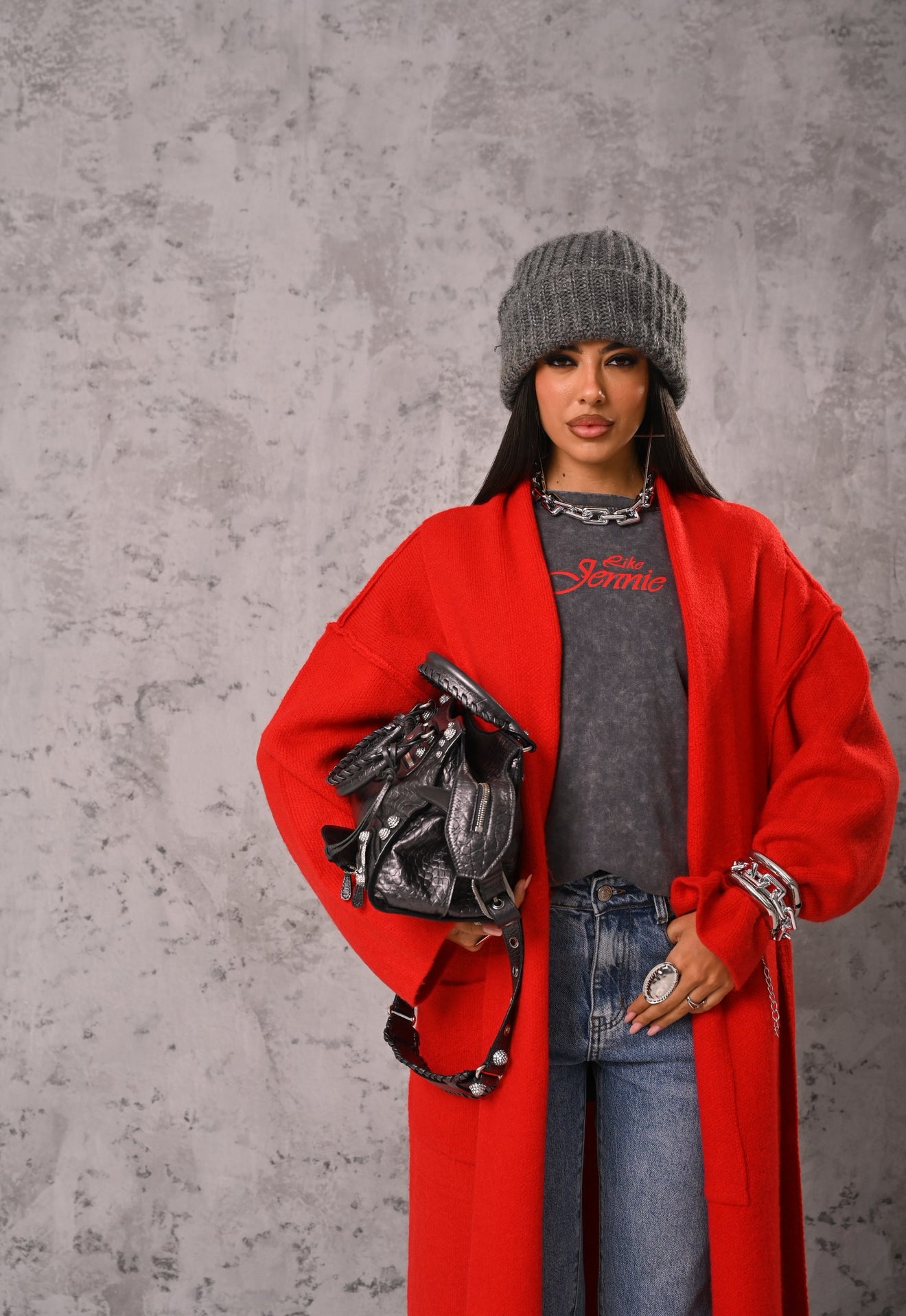 CARDIGAN LUNGO WINTER ROSSO