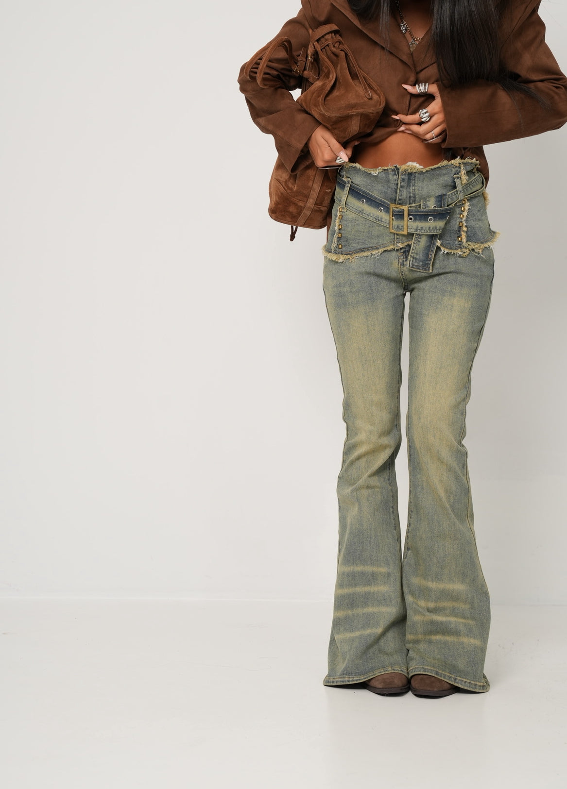 Jeans zampa Selene slavato