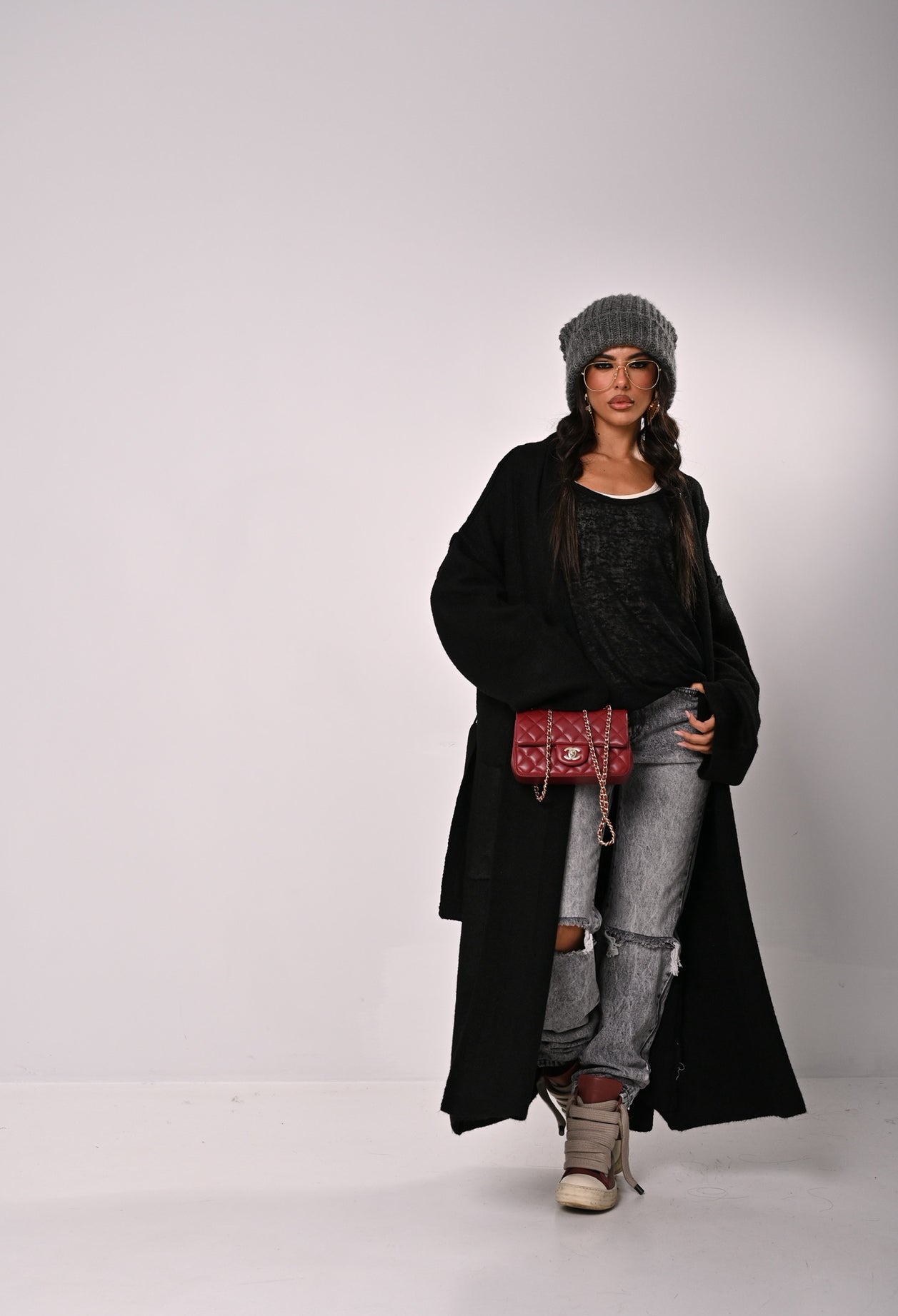 JEANS ROTTURE DELYA GRIGI