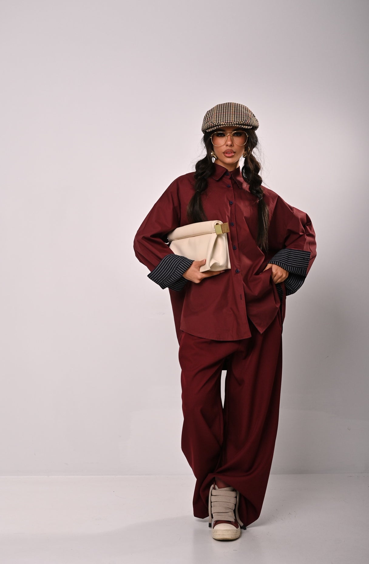 CAMICIA LEANDRA BORDEAUX DOUBLE FACE