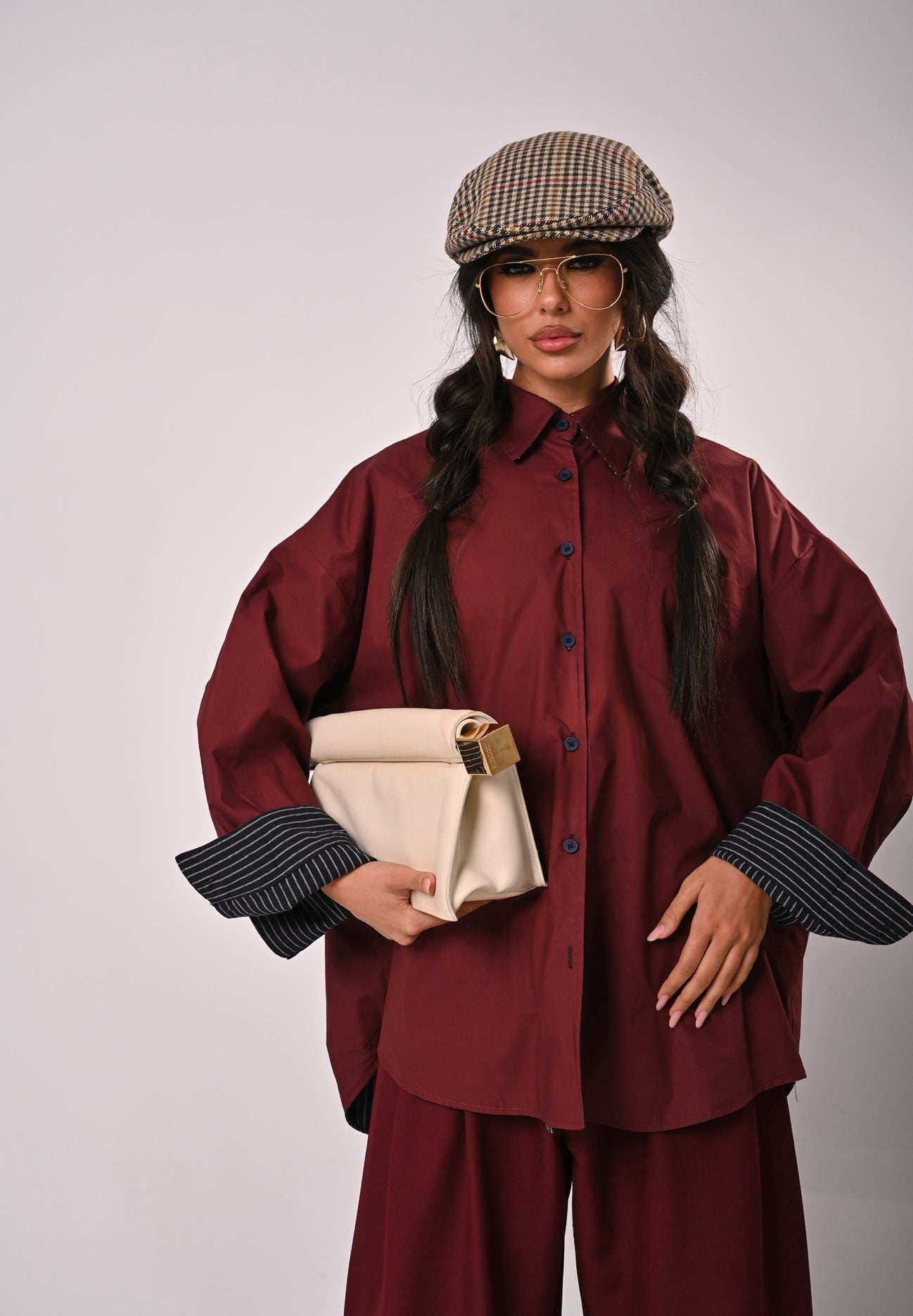 CAMICIA LEANDRA BORDEAUX DOUBLE FACE