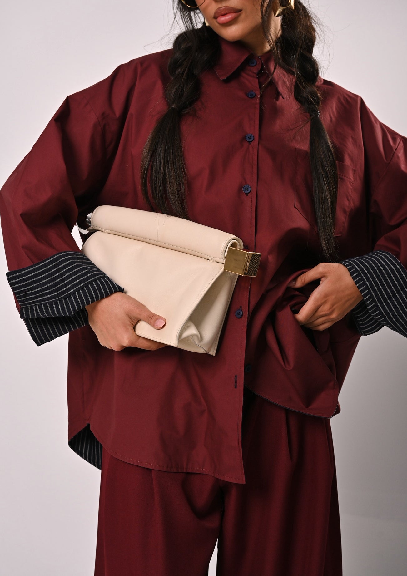 CAMICIA LEANDRA BORDEAUX DOUBLE FACE