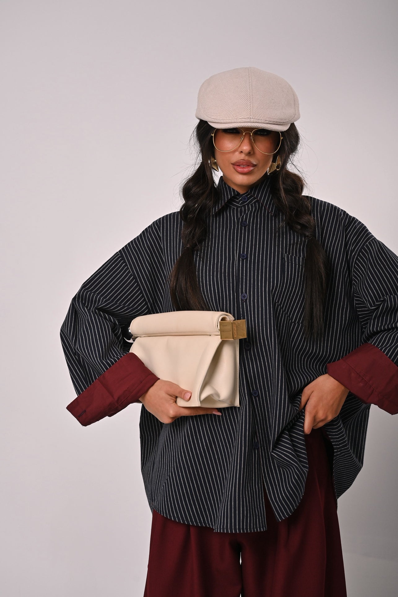 CAMICIA LEANDRA BORDEAUX DOUBLE FACE