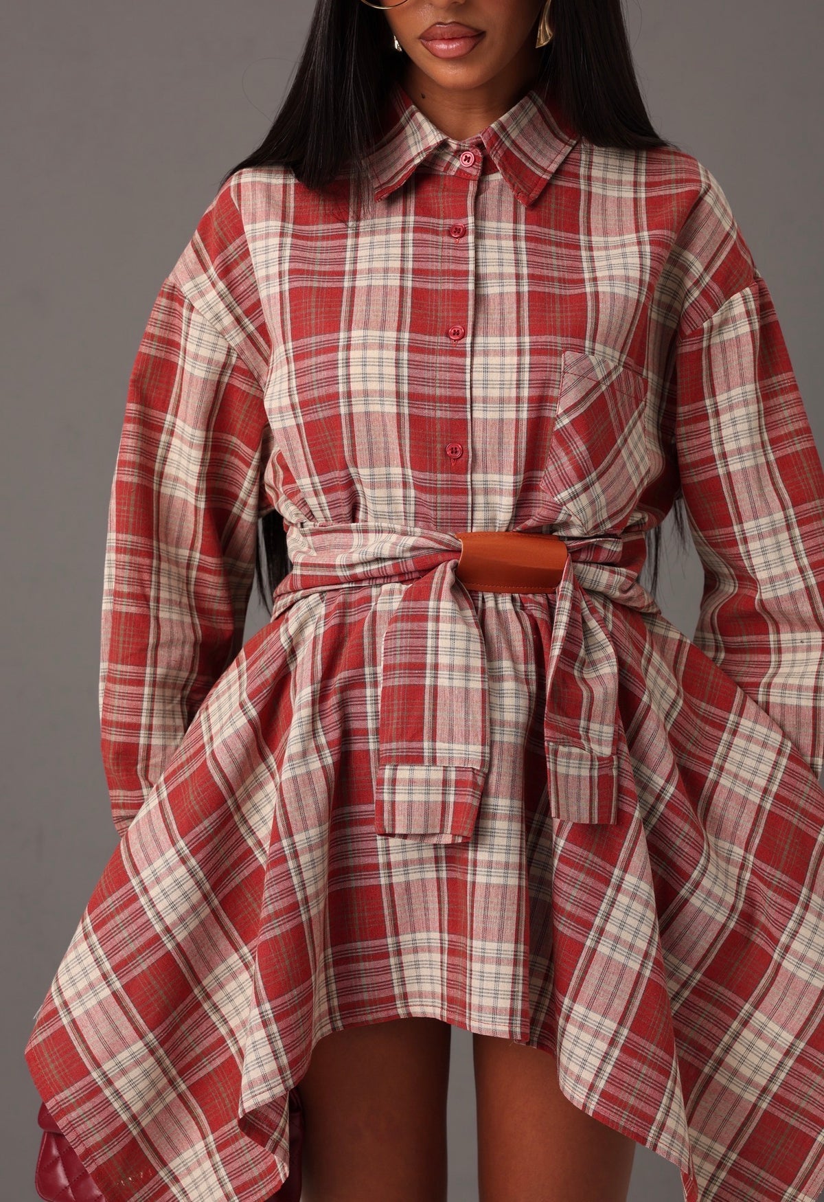 COORDINATO QUADRI USUALLY BEIGE/ROSSO