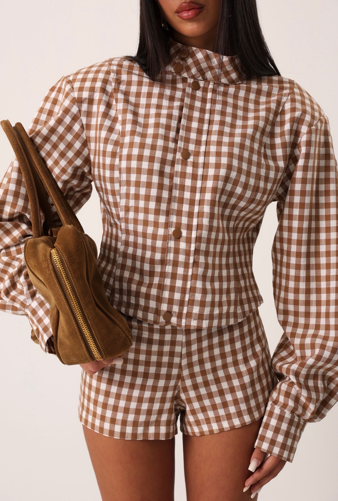 COORDINATO QUADRETTI NIKKI BIANCO/MARRONE