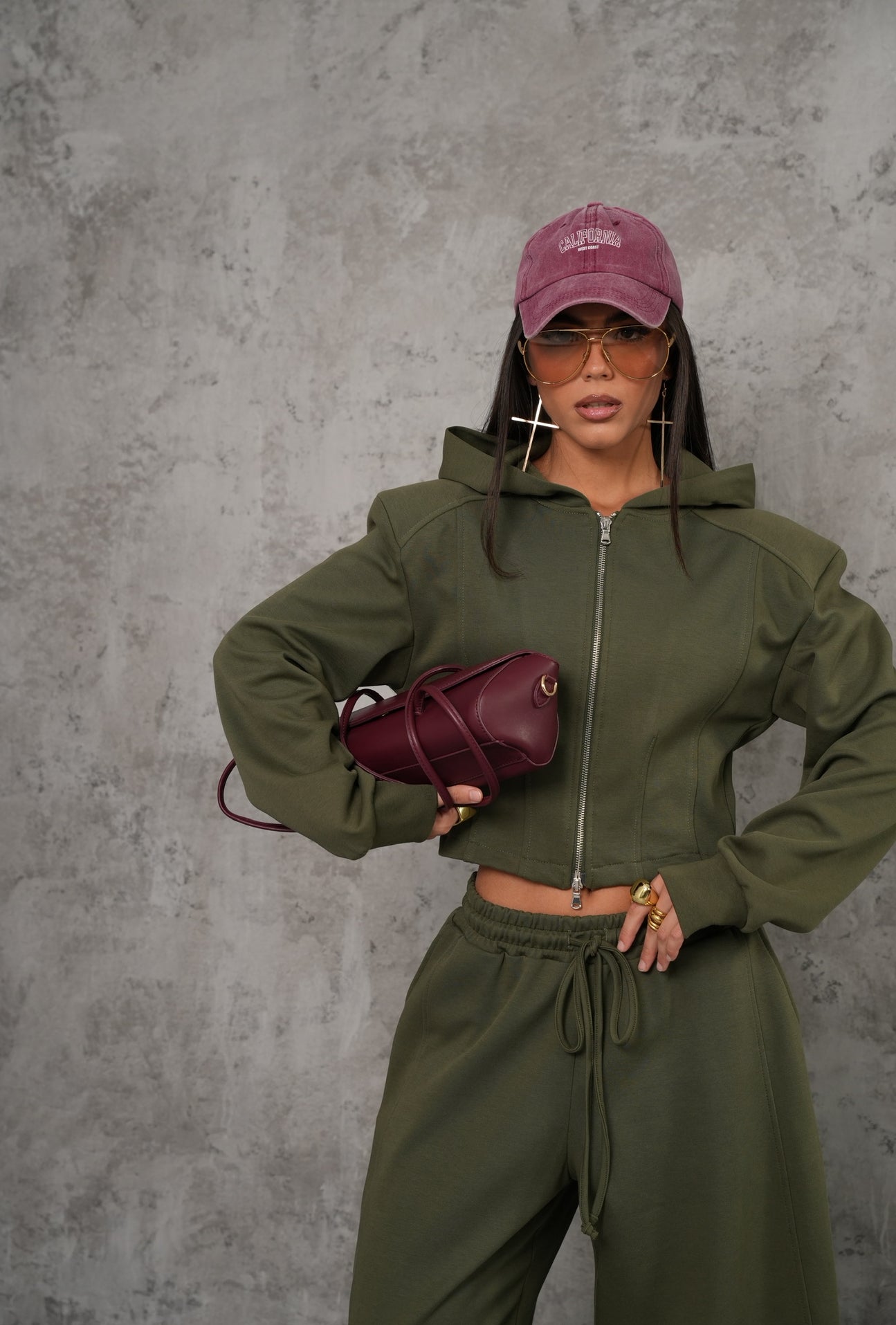 Felpina crop Svea verde militare By Lumina