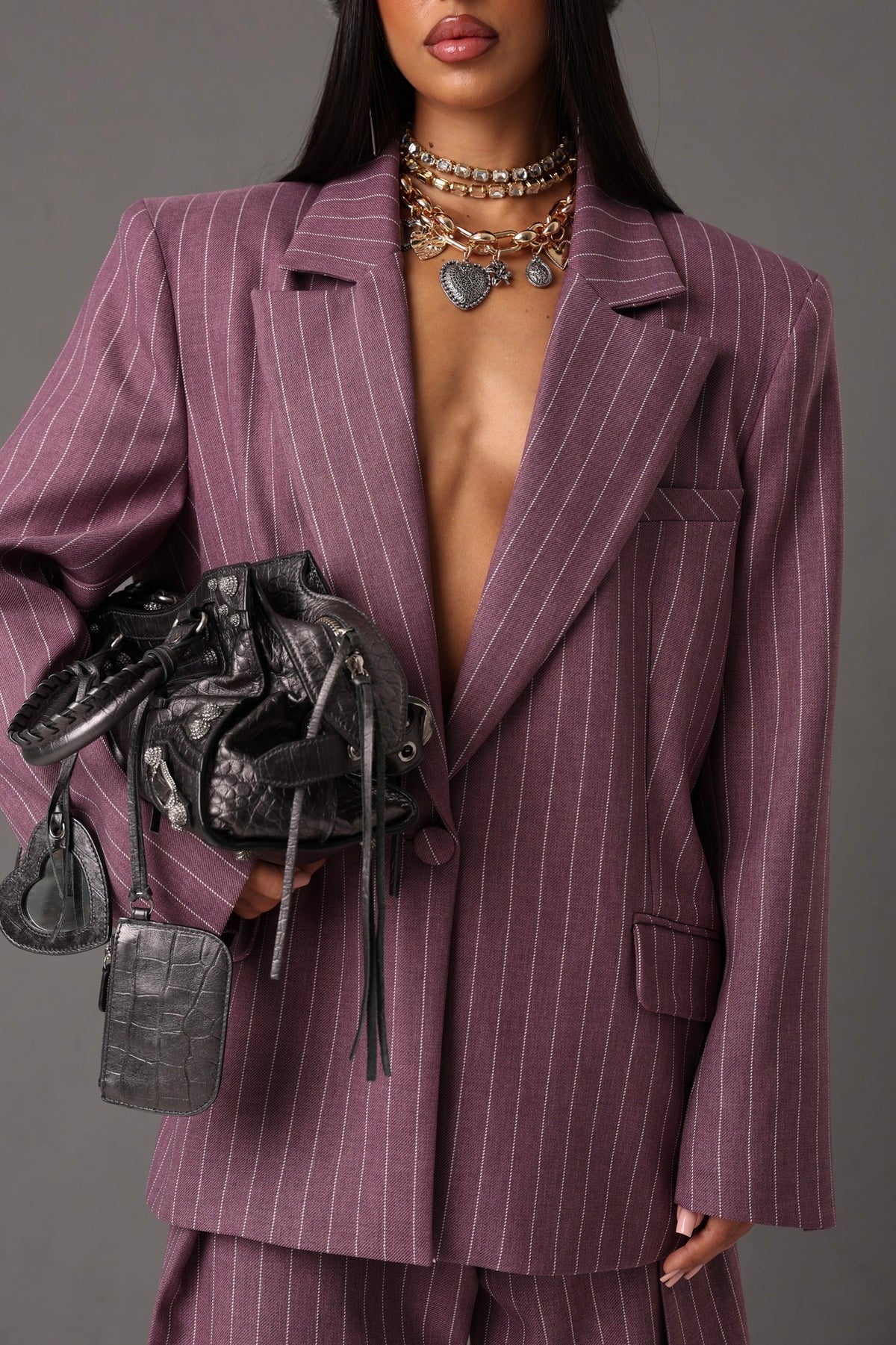 BLAZER GESSATO HARLEY QUINN MALVA BY MARZIA MANGO