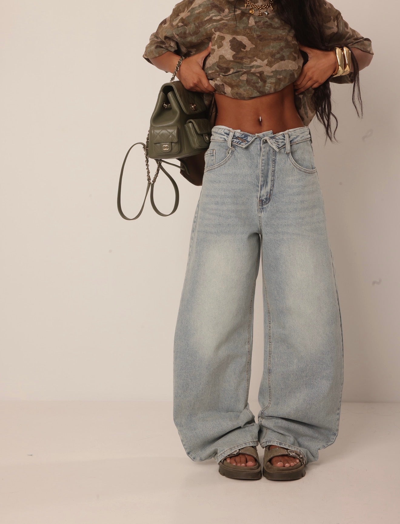 JEANS RISVOLTO SASSY DENIM CHIARO