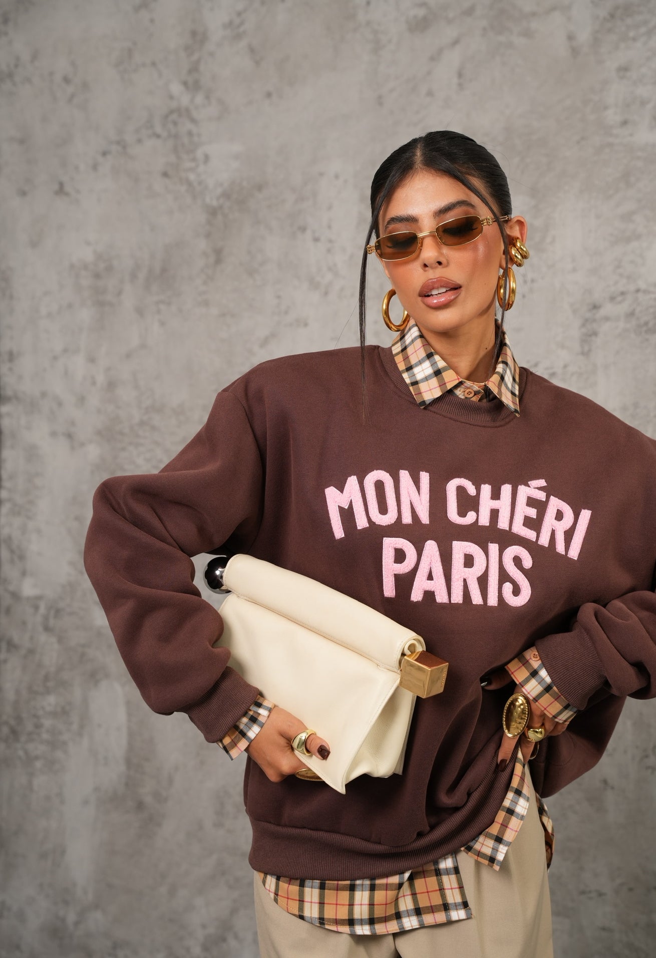 Felpa Mon Cherì Paris marrone/rosa