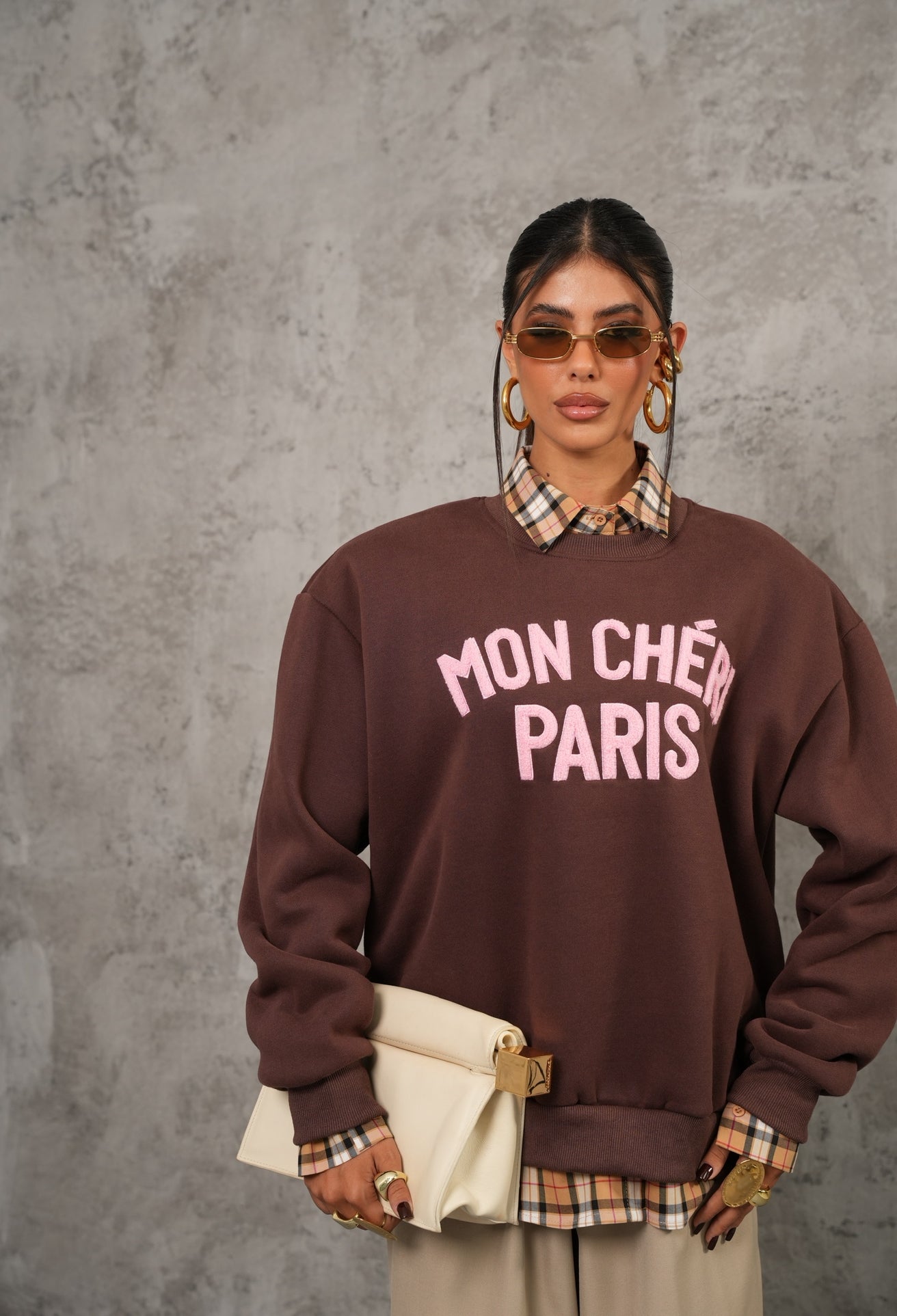 Felpa Mon Cherì Paris marrone/rosa