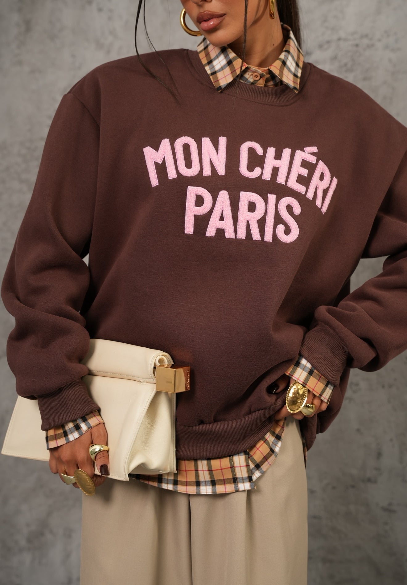 Felpa Mon Cherì Paris marrone/rosa