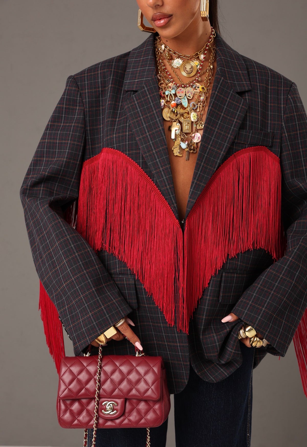 BLAZER TARTAN ROBERTA BLU NOTTE BY LUMINA