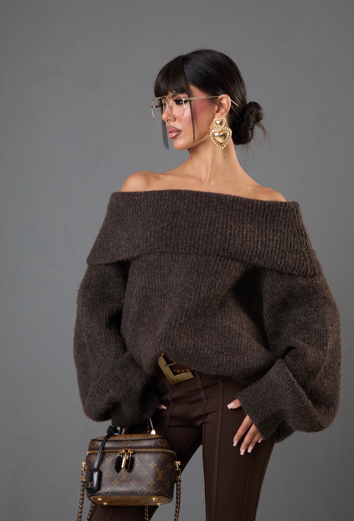 PULL SCOLLO A BARCA MISTY MARRONE