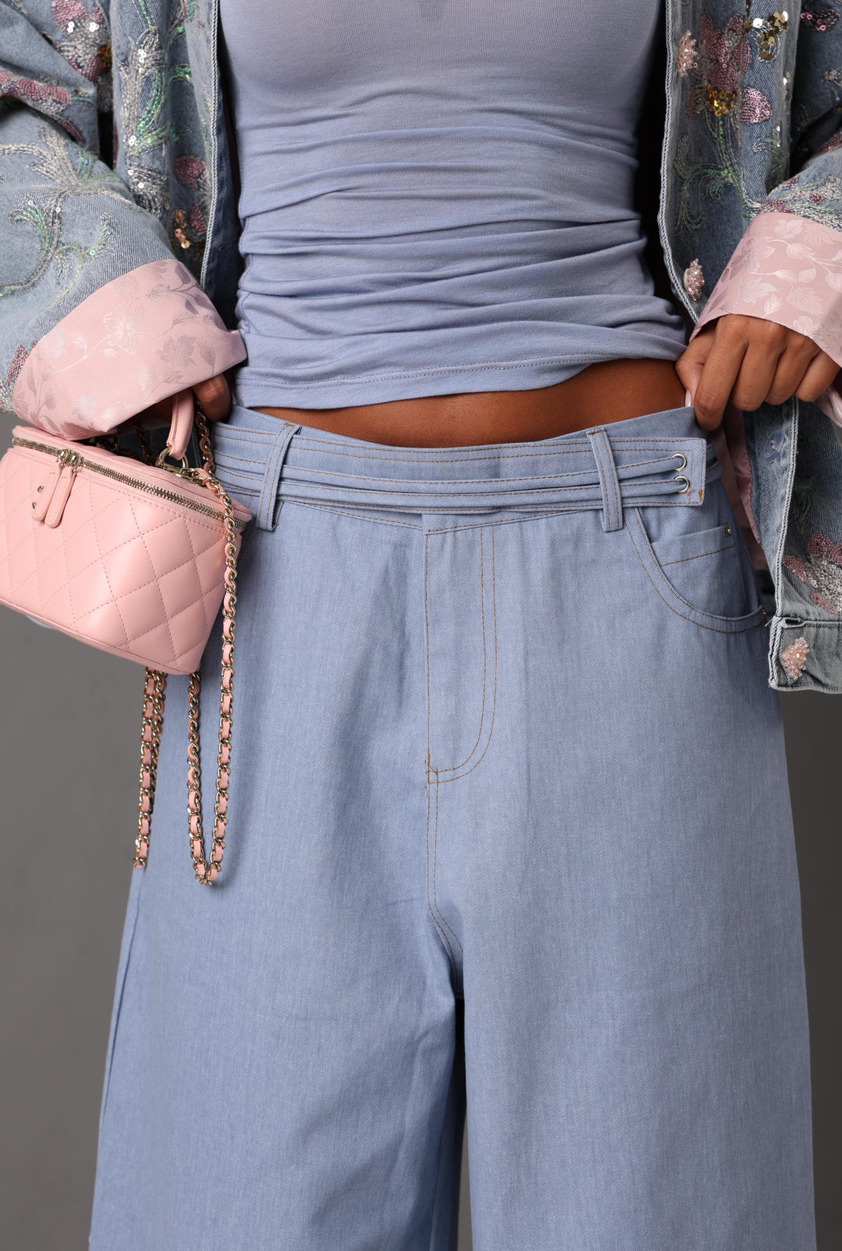 JEANS CINTURA CHINA DENIM CHIARO 100% COTONE