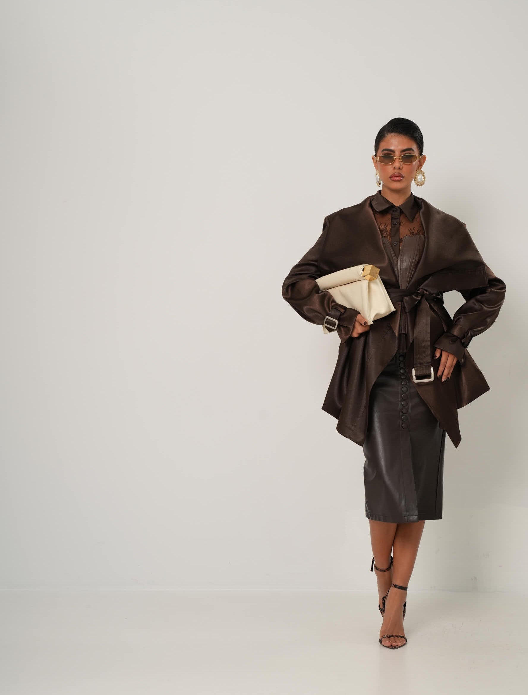 GIACCA SATINATA ALMA MARRONE