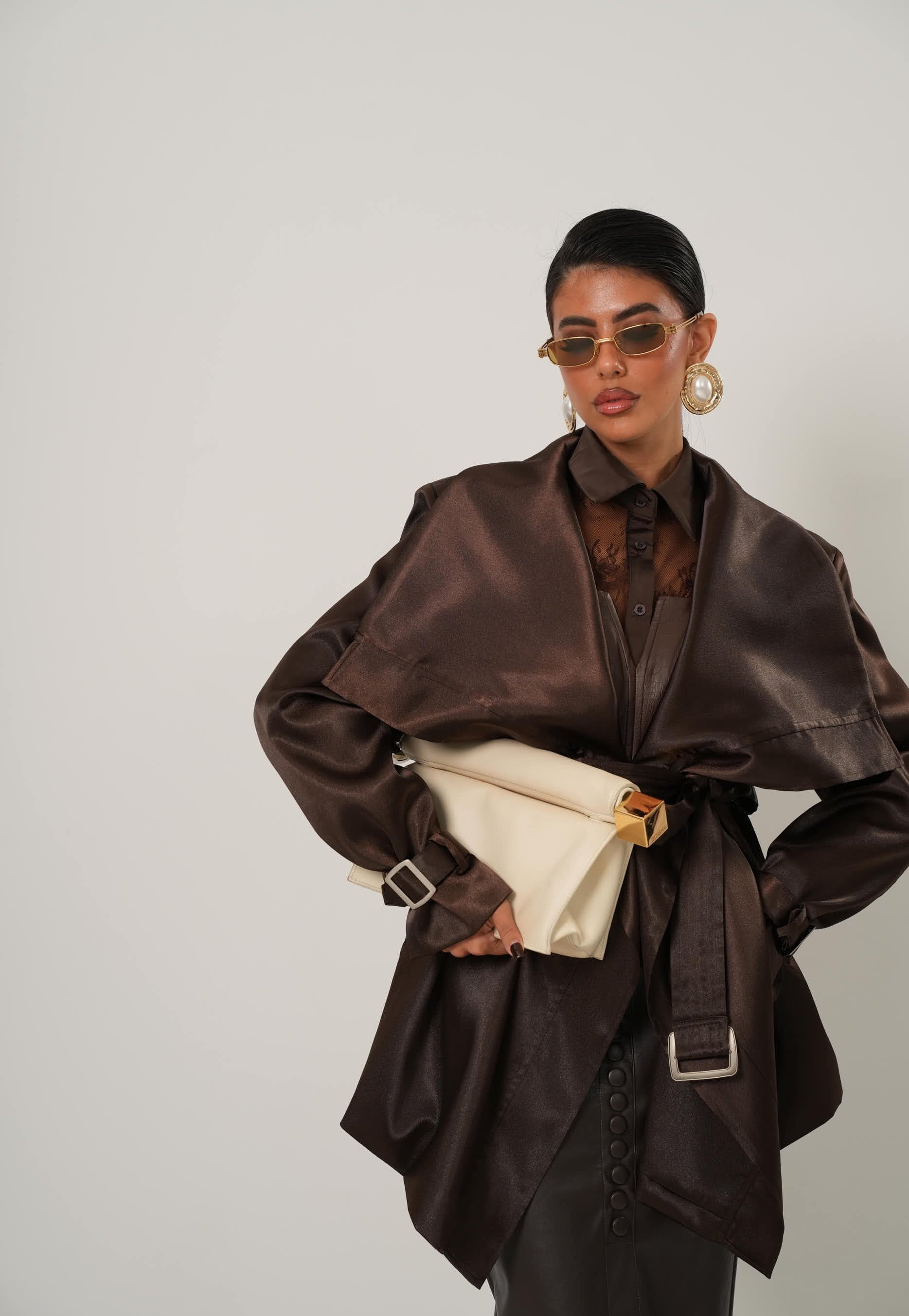 GIACCA SATINATA ALMA MARRONE