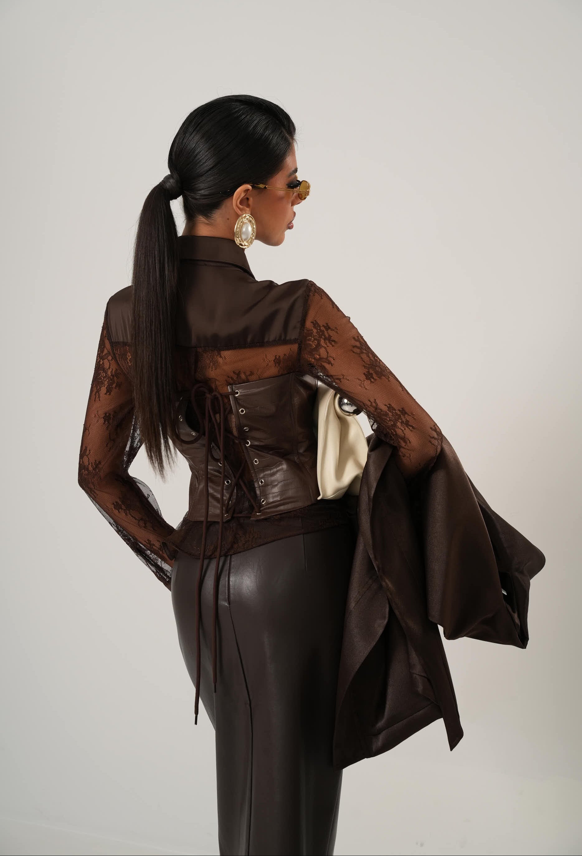 CORSETTO COCODRILO MARRONE
