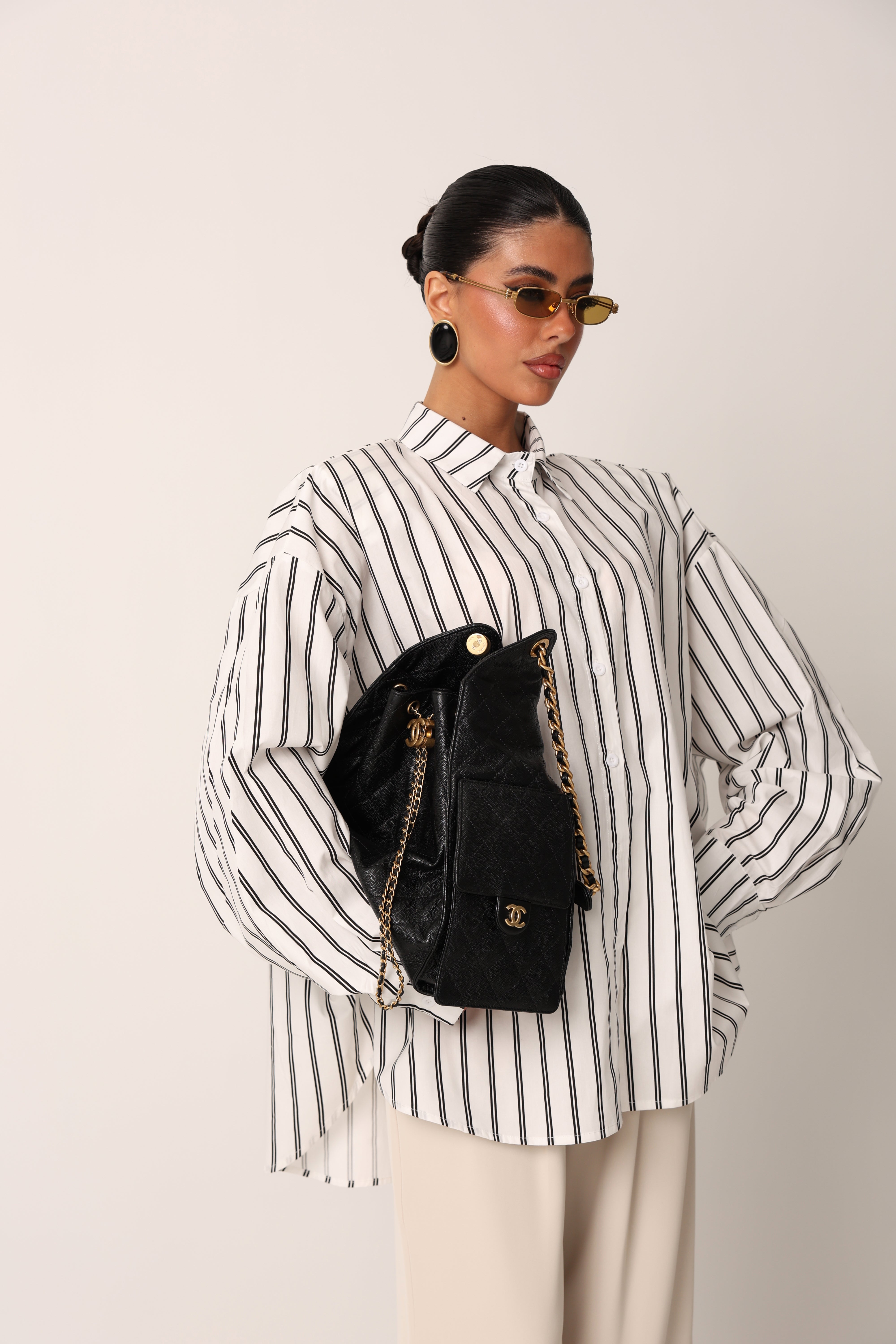 CAMICIA RIGHE CATERINA BIANCA/NERA
