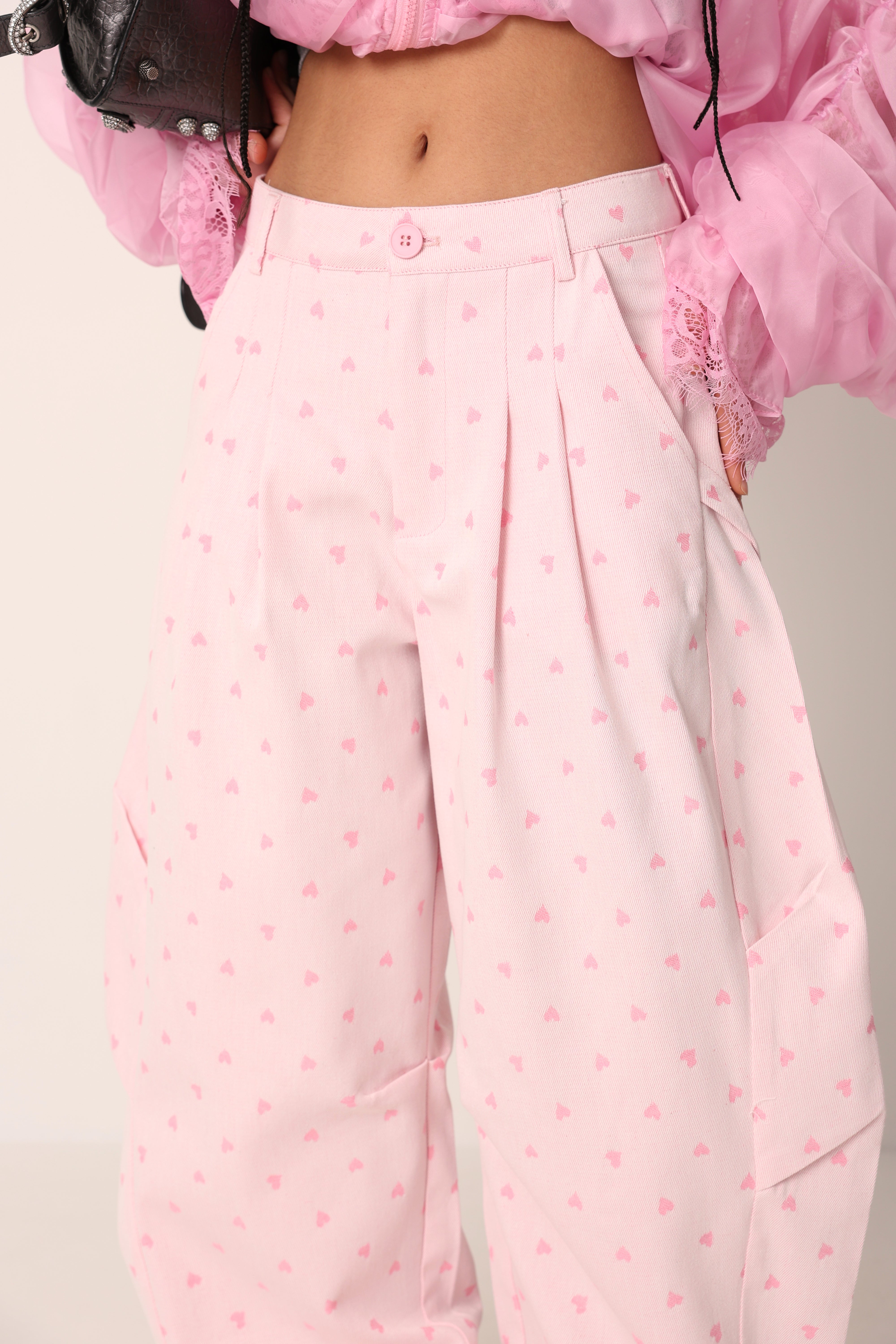 JEANS PINCES CUORI ROSA