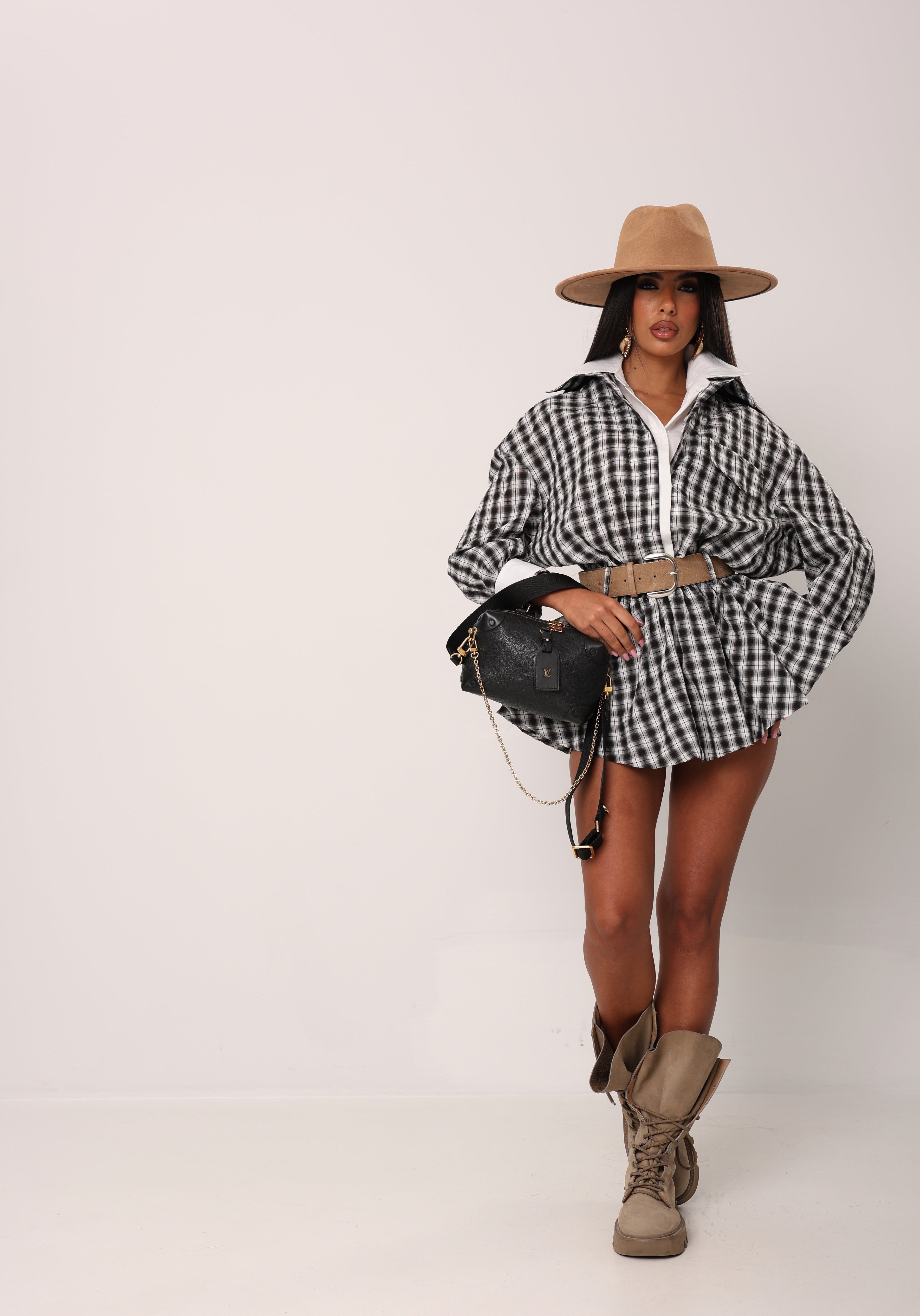 VESTITO QUADRETTI BENNET + CINTURA+ CULOTTE B/W