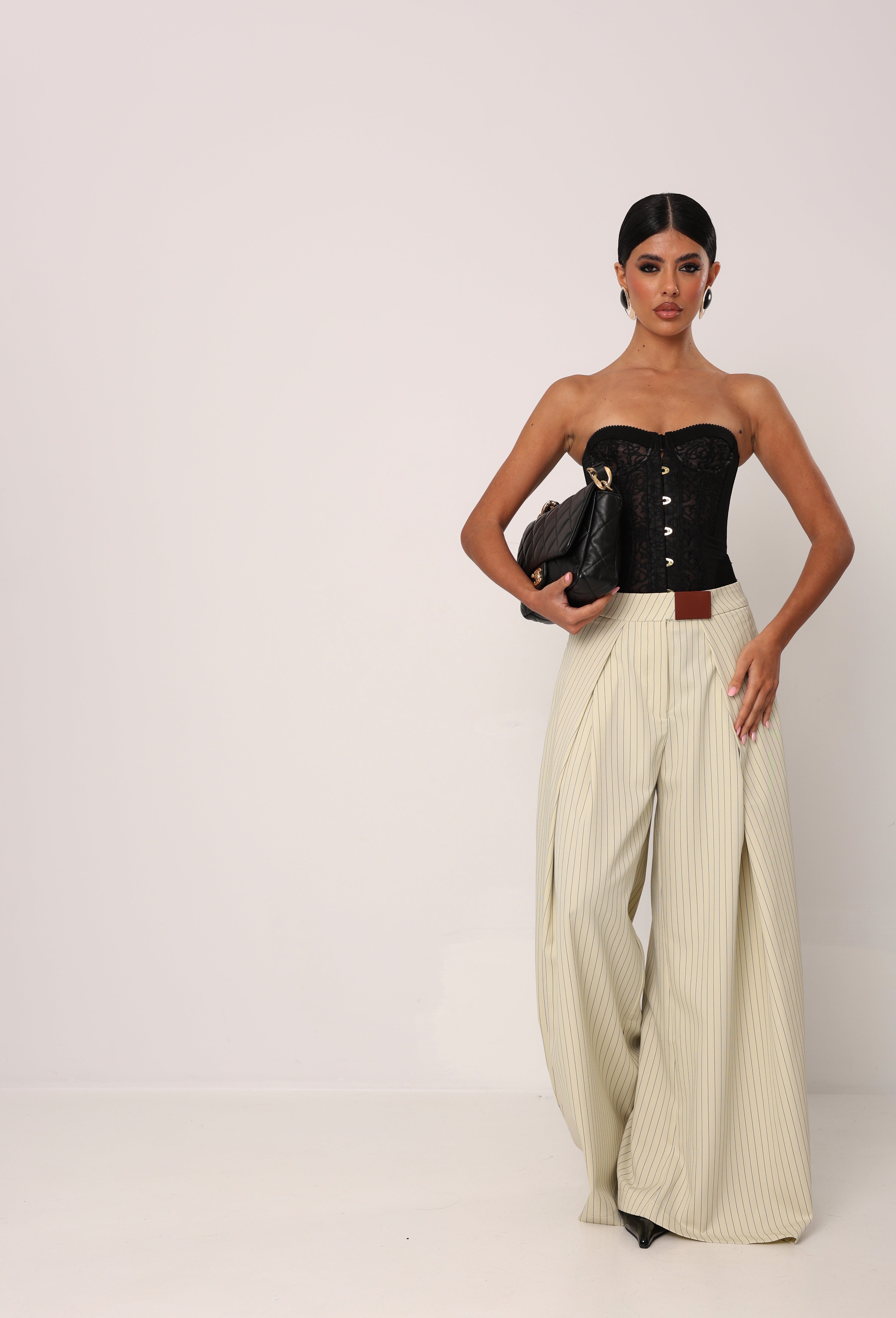 PANTALONI GESSATI SOLENE AVOCADO