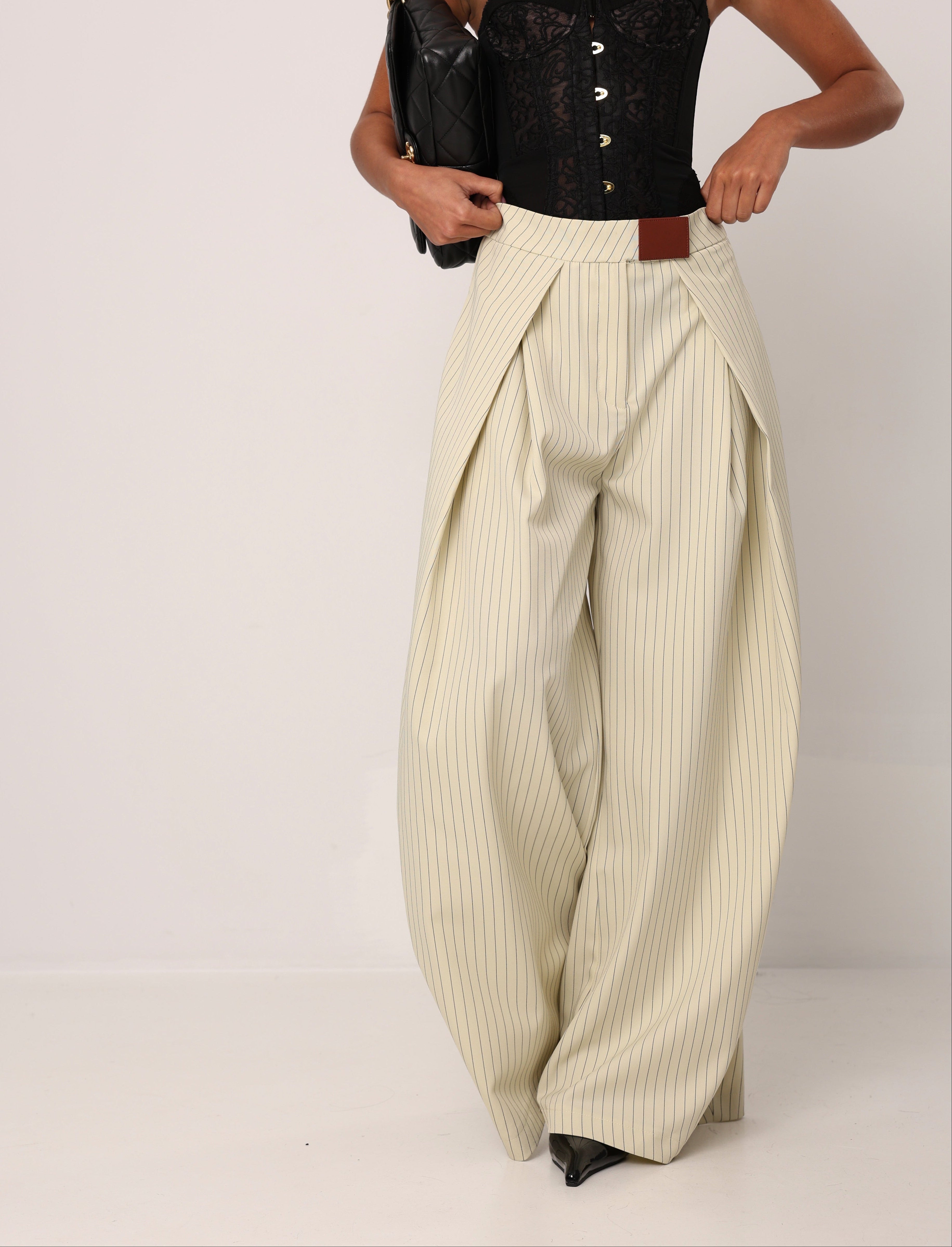 PANTALONI GESSATI SOLENE AVOCADO