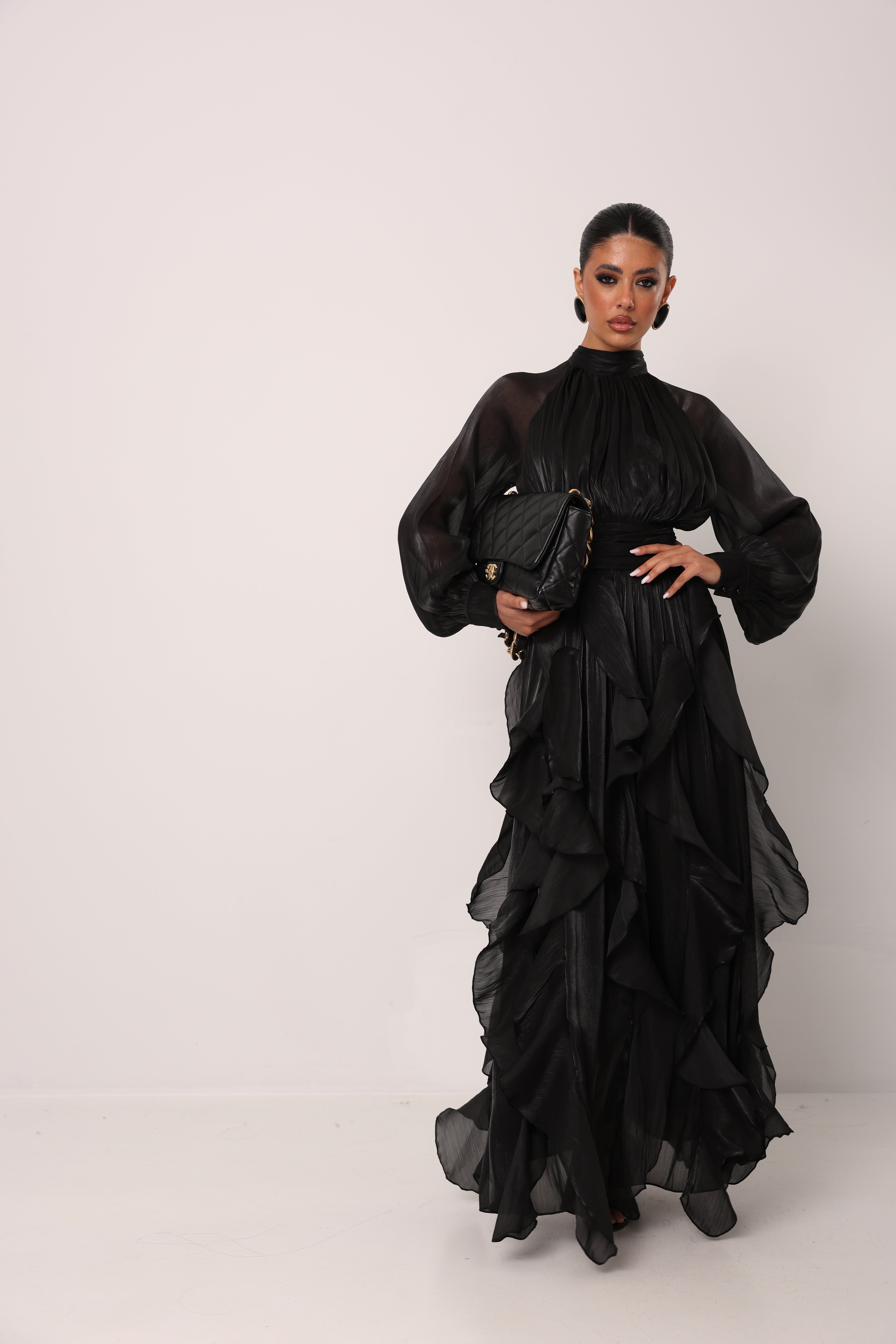 VESTITO SATINATO NADIA NERO