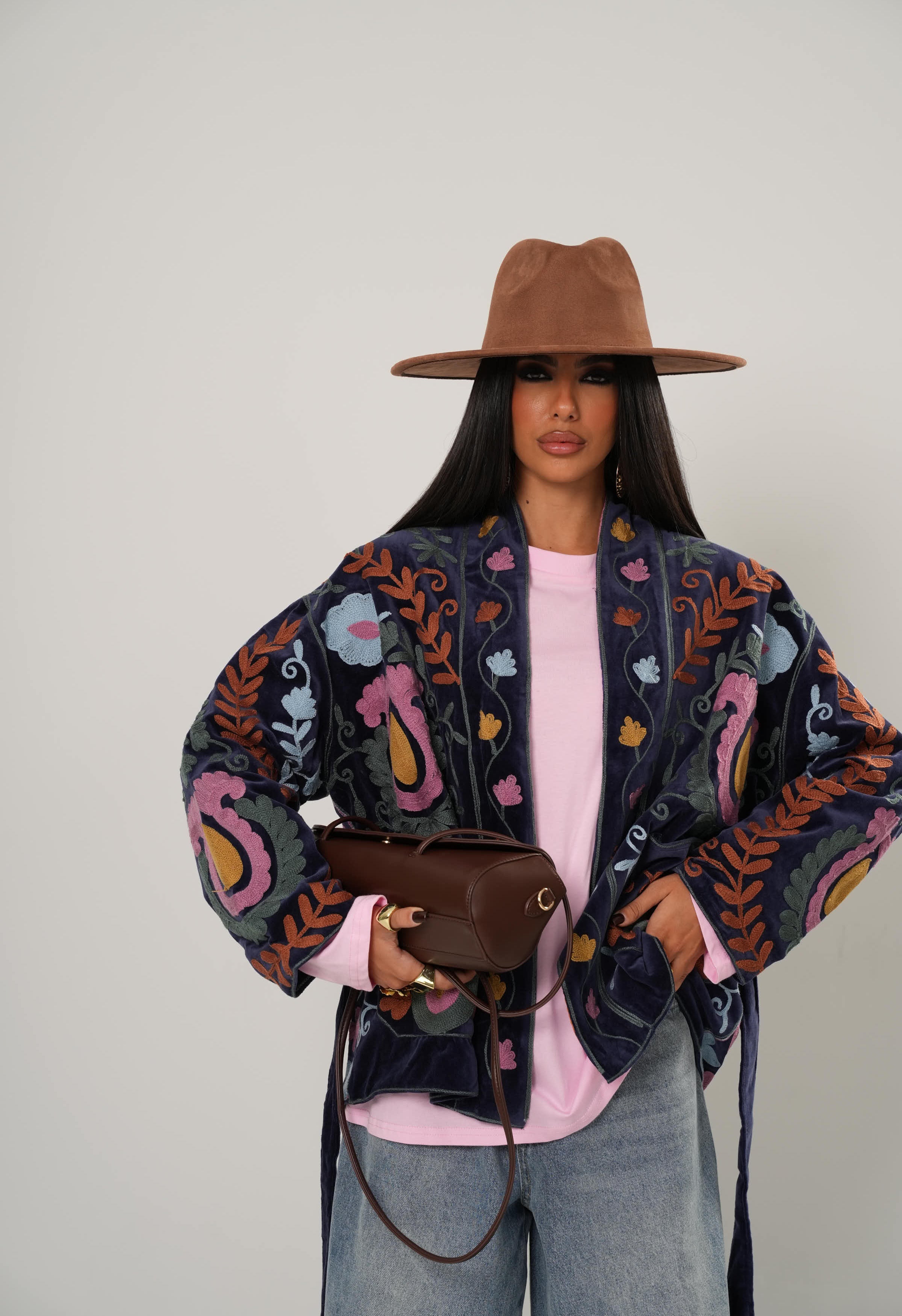 KIMONO VELLUTO MYRTA BLU