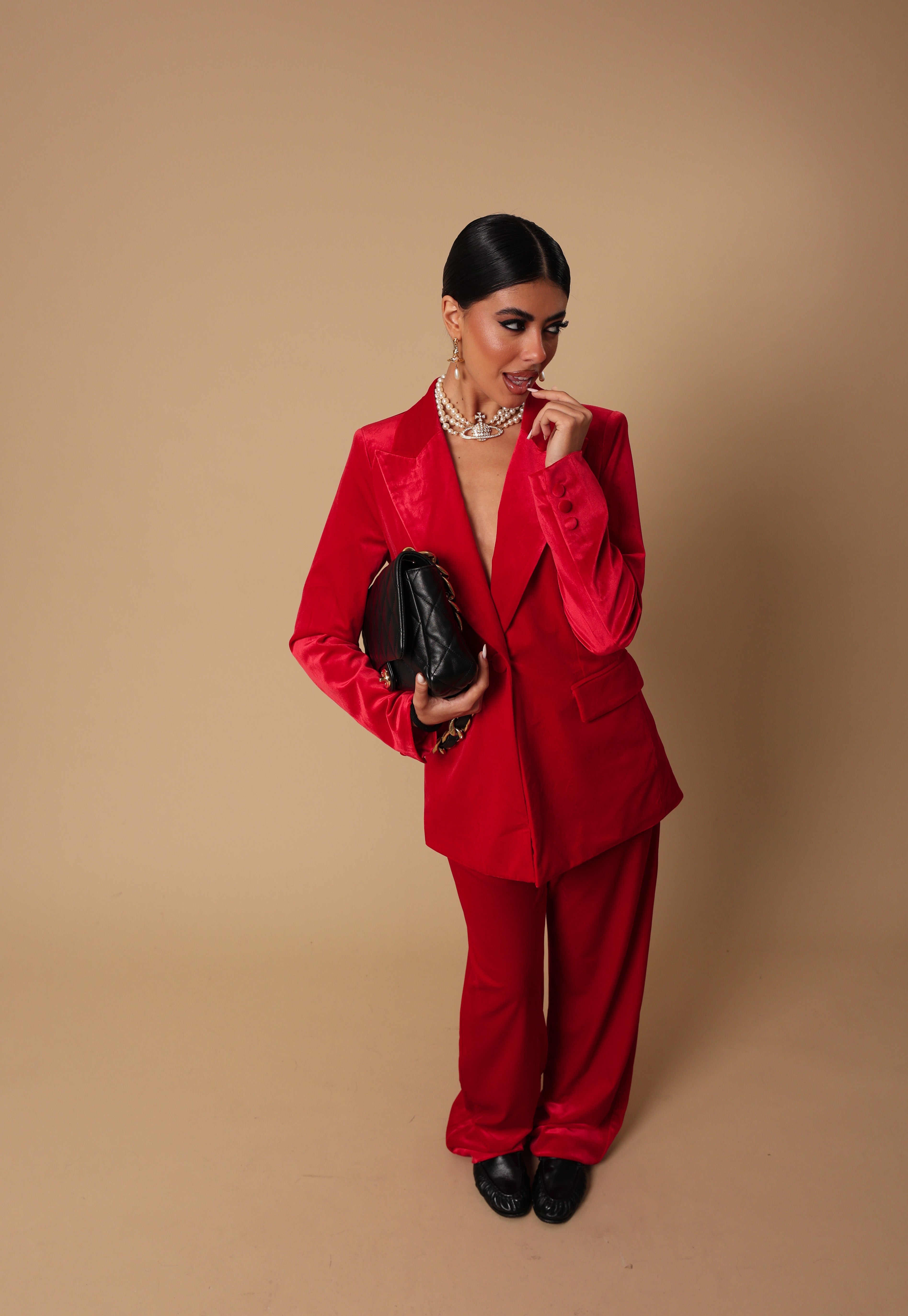 TAILLEUR VELLUTO ROXENNE ROSSO