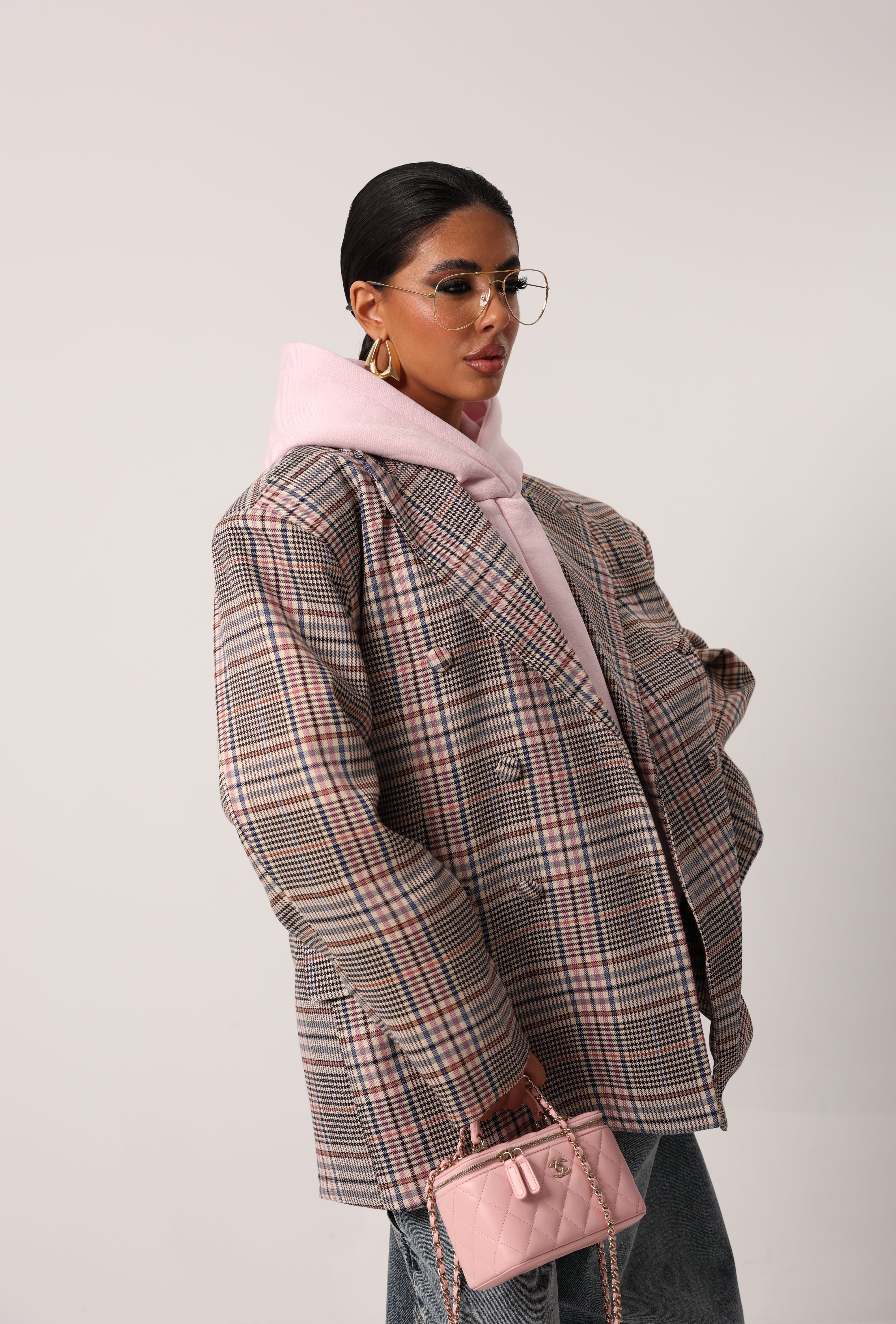 BLAZER PRINCIPE DI GALLES JUSTINE ROSA