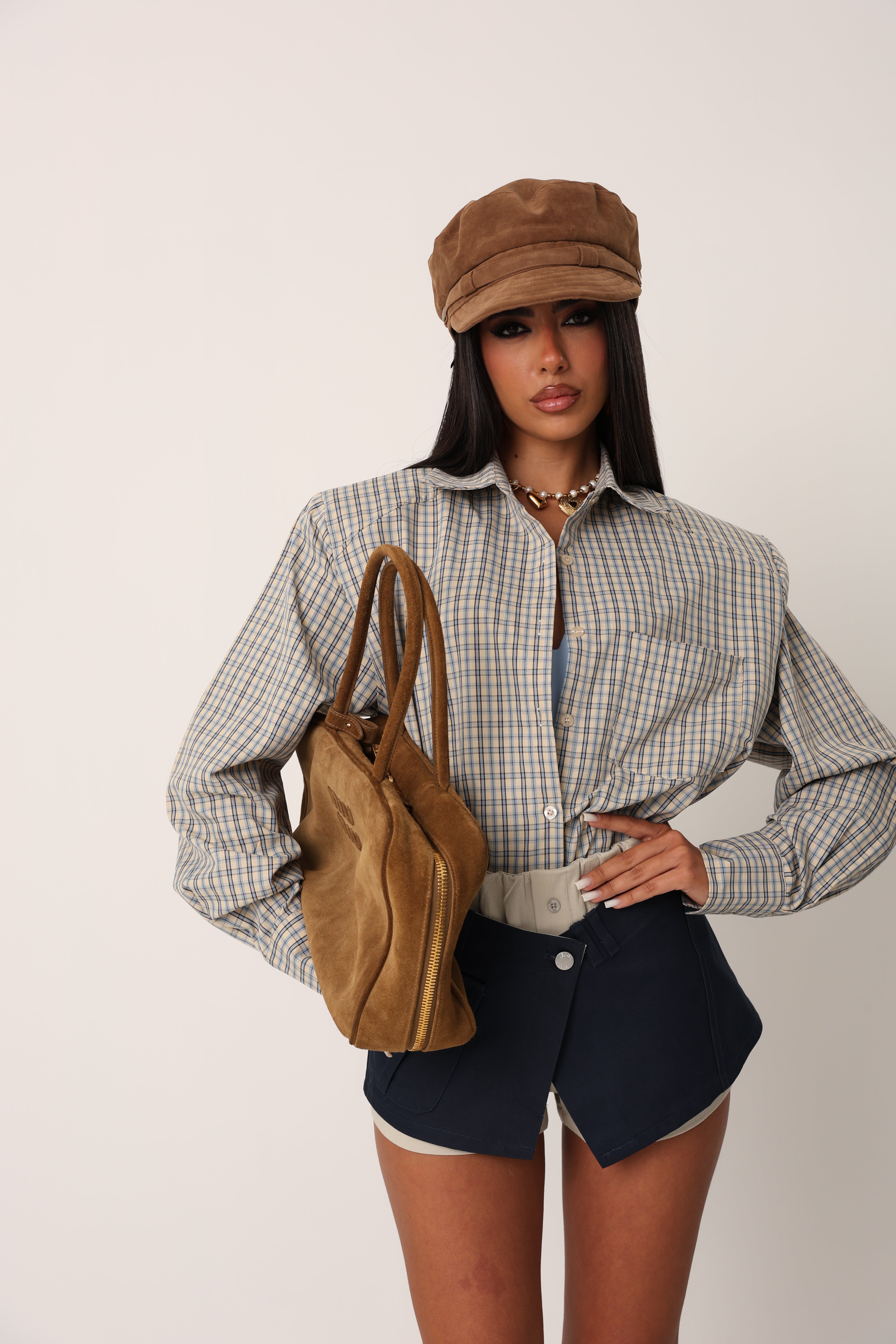 CAMICIA QUADRI MAY BEIGE/AZZURRA