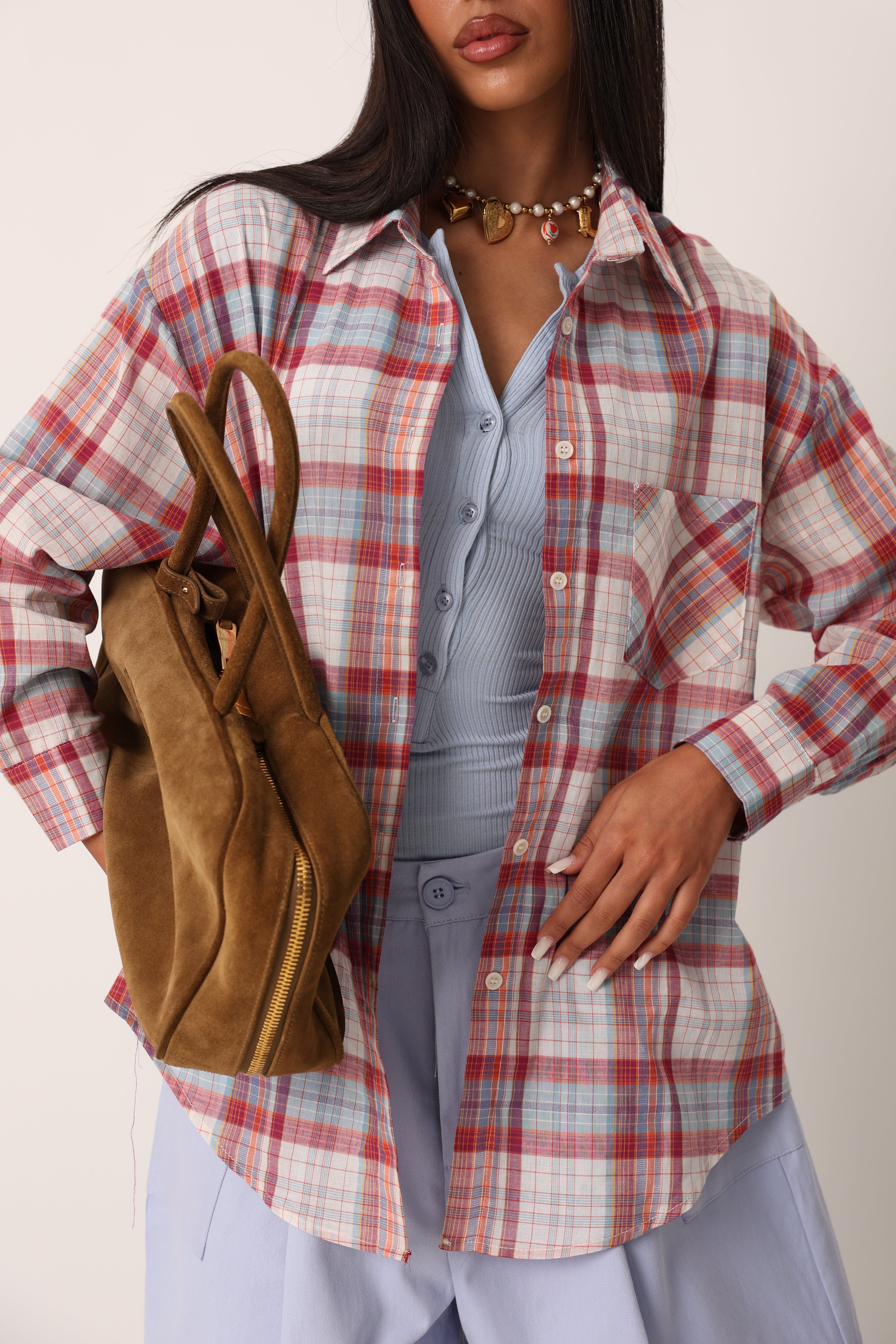 CAMICIA QUADRI BRENDA ROSSA/AZZURRA