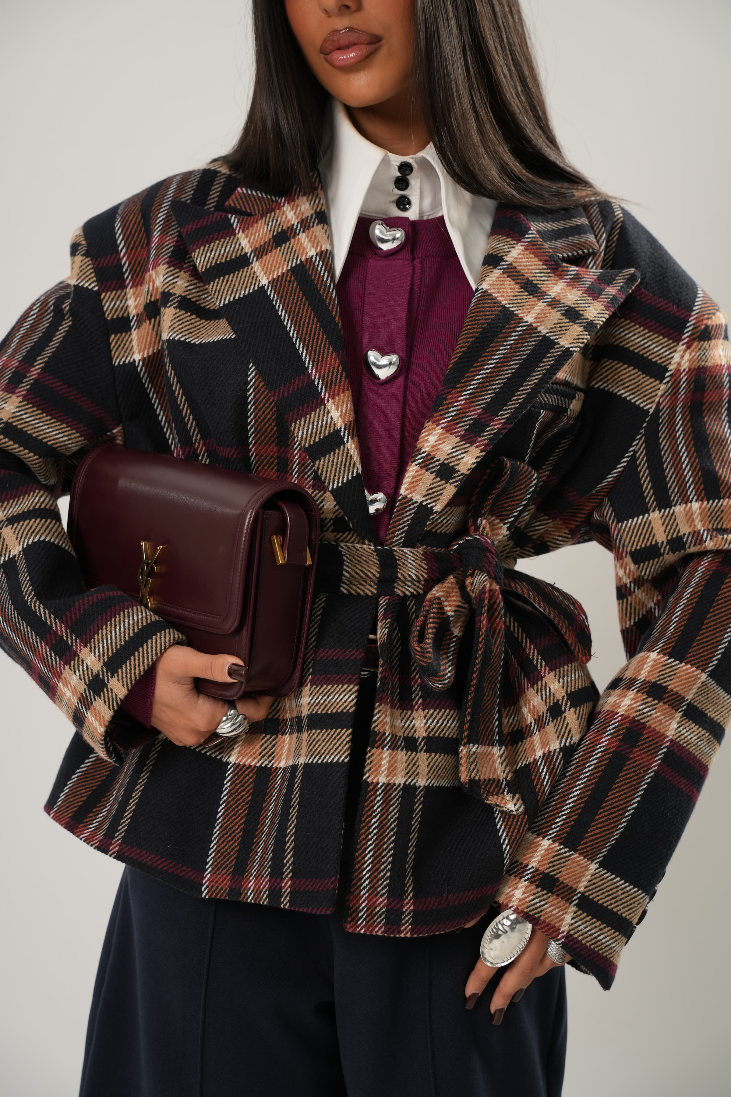 CAPPOTTO TARTAN SHAWE BLU NOTTE BY LUMINA