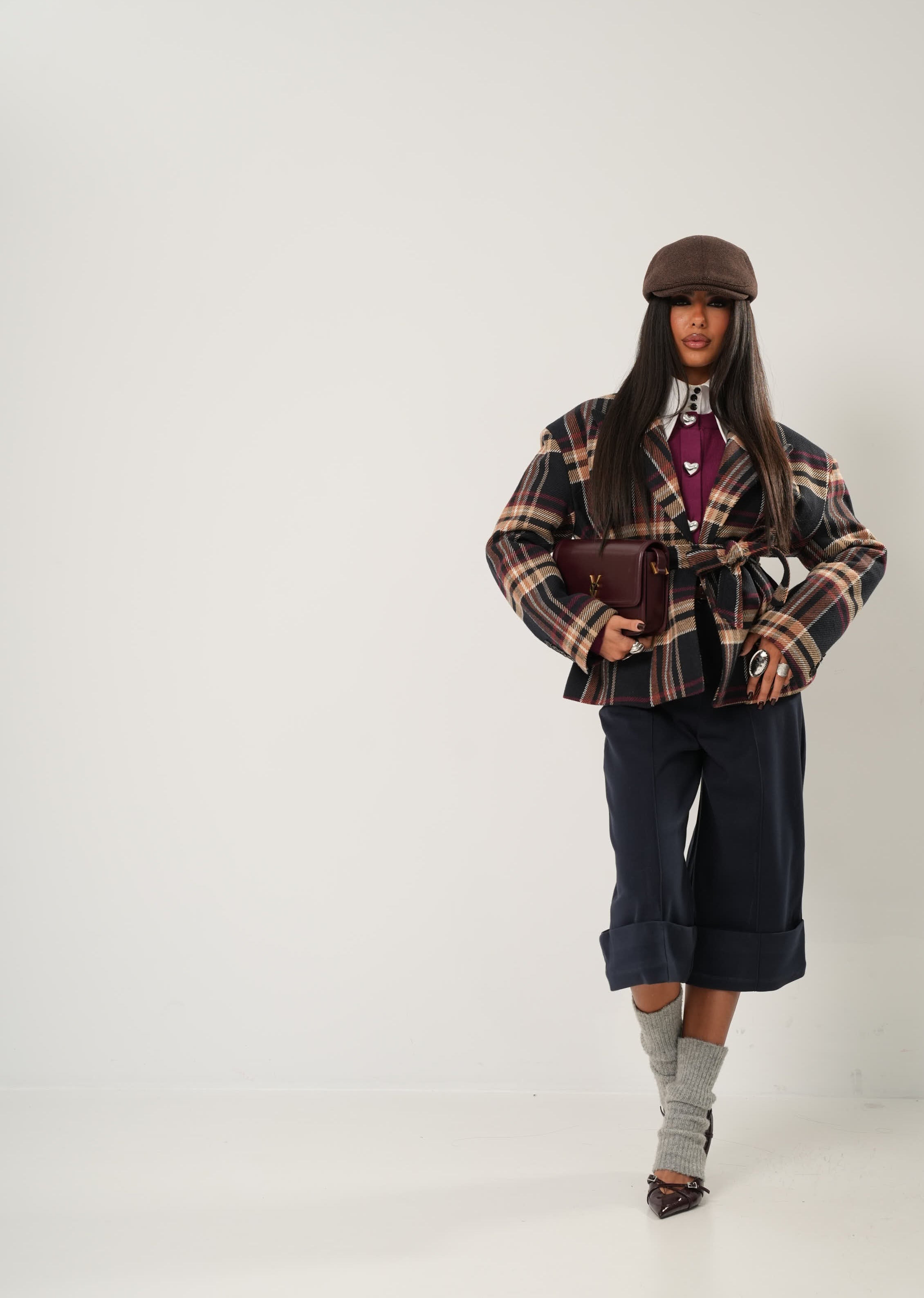 CAPPOTTO TARTAN SHAWE BLU NOTTE BY LUMINA