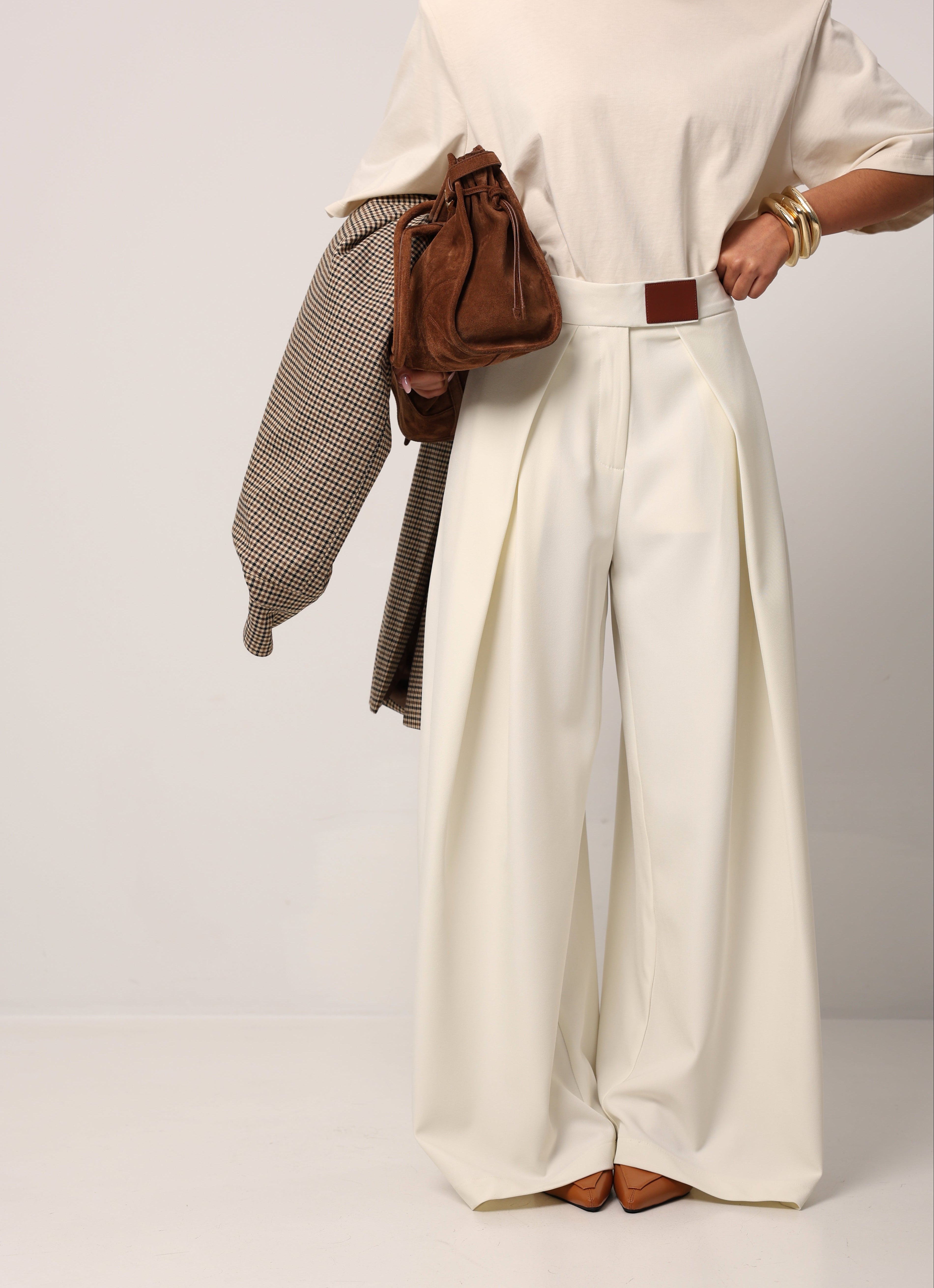 PANTALONI PALAZZO DOLLIE PANNA