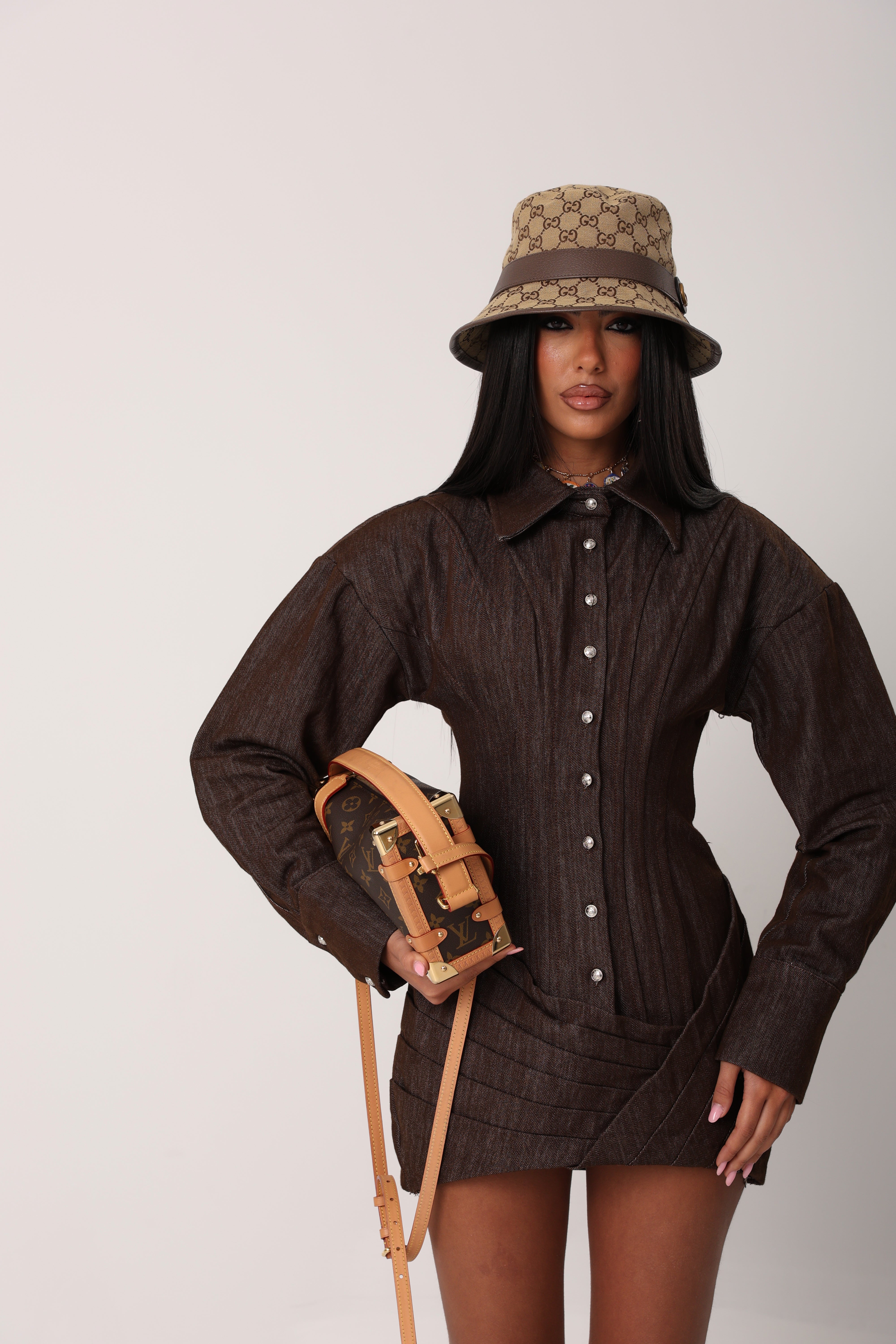 VESTITO SPALLINE MARGARITA MARRONE