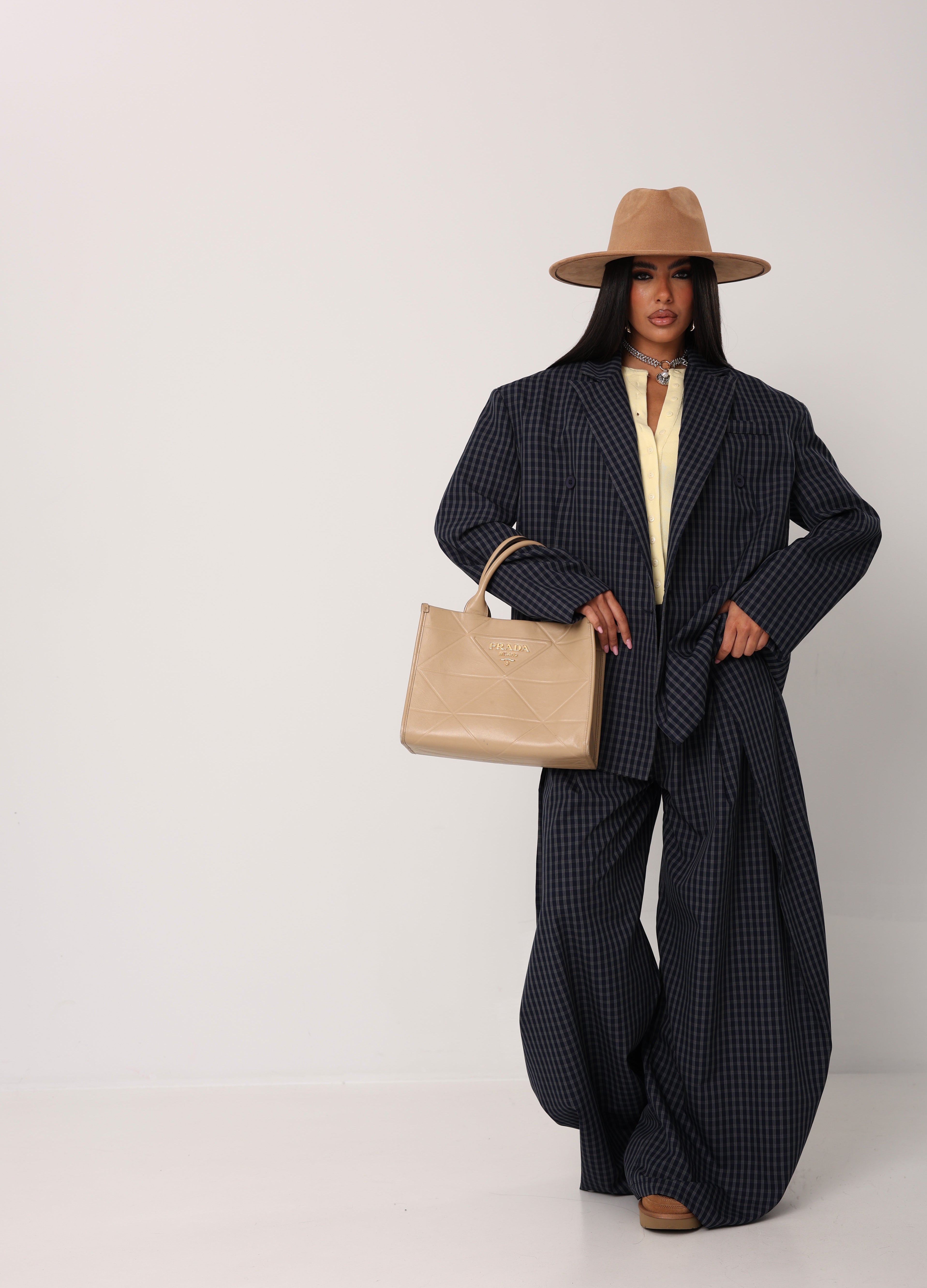 PANTALONI QUADRETTI THELMA BLU