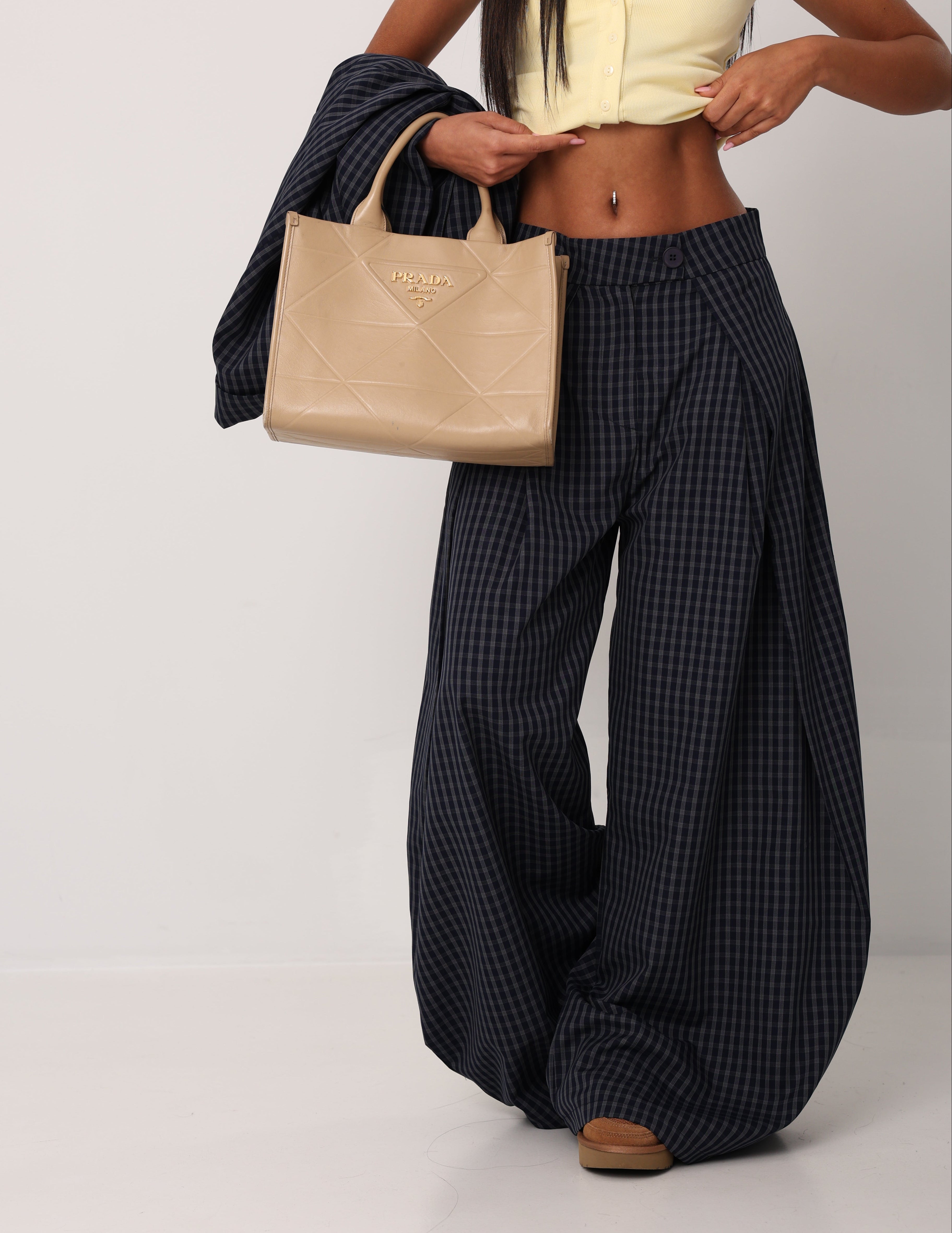 PANTALONI QUADRETTI THELMA BLU