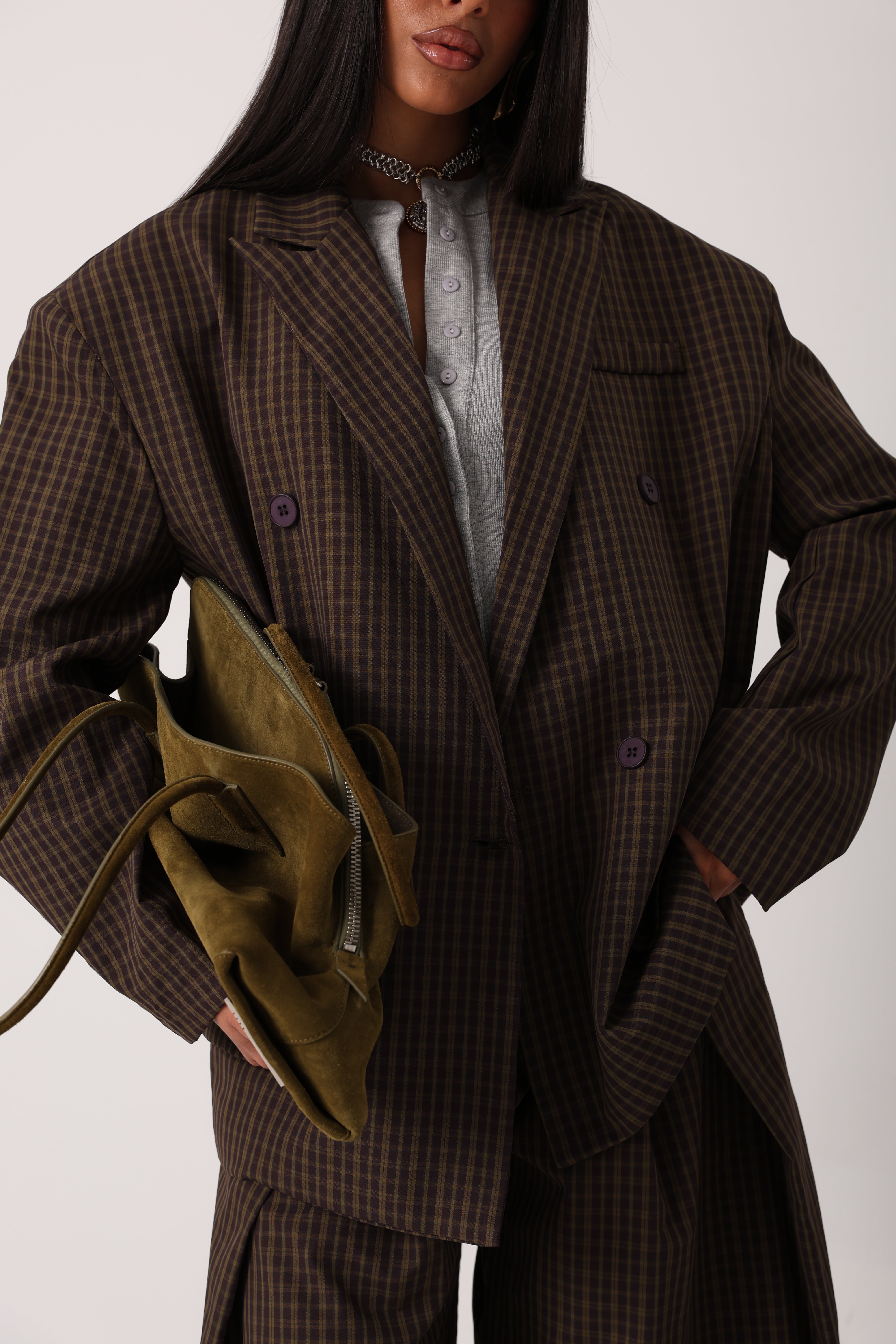 BLAZER QUADRI SHELIA VINO/VERDE