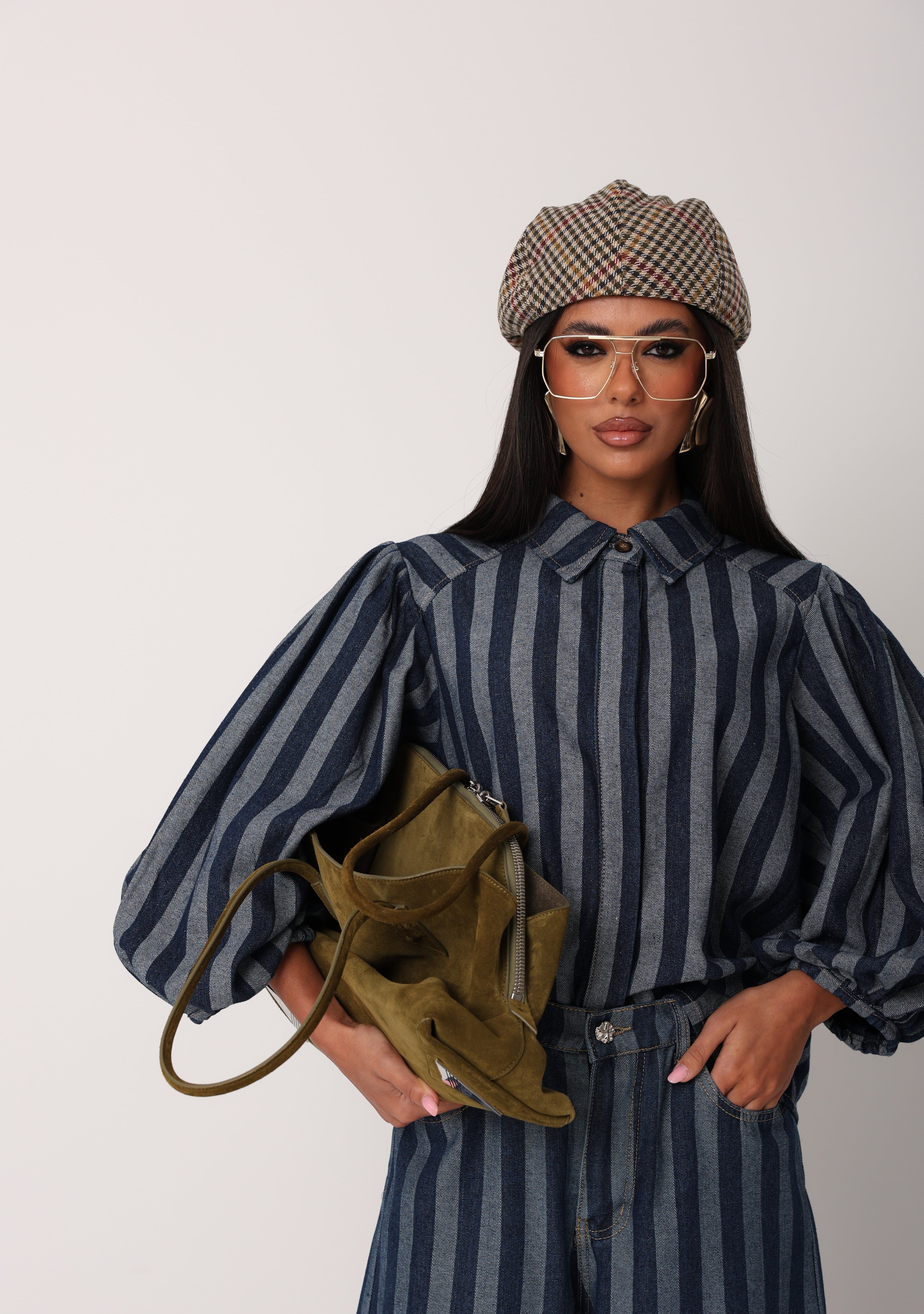 CAMICIA MANICHE SBUFFO MELBA RIGHE