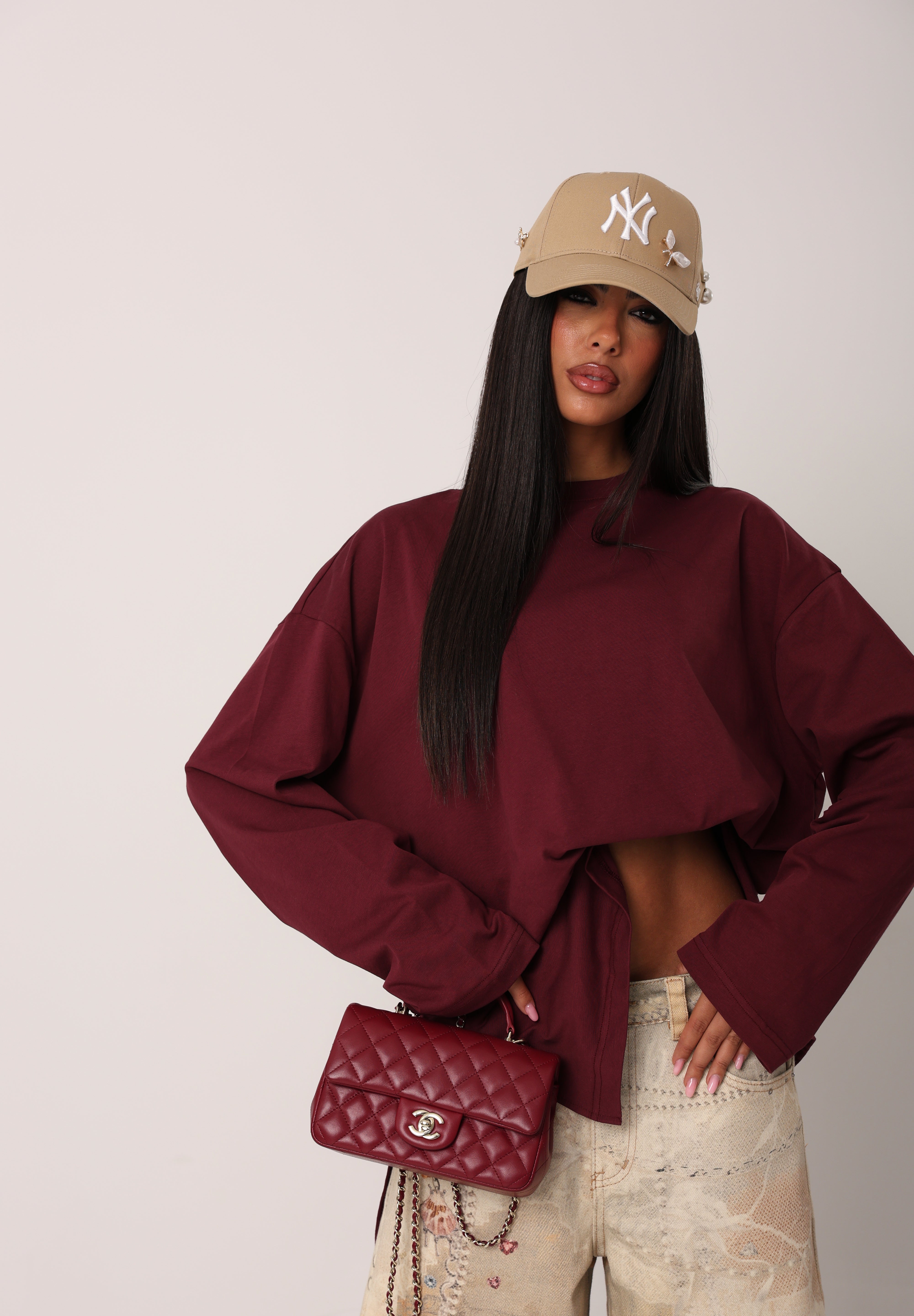 MAGLIA SPACCHETTI ARIA BORDEAUX