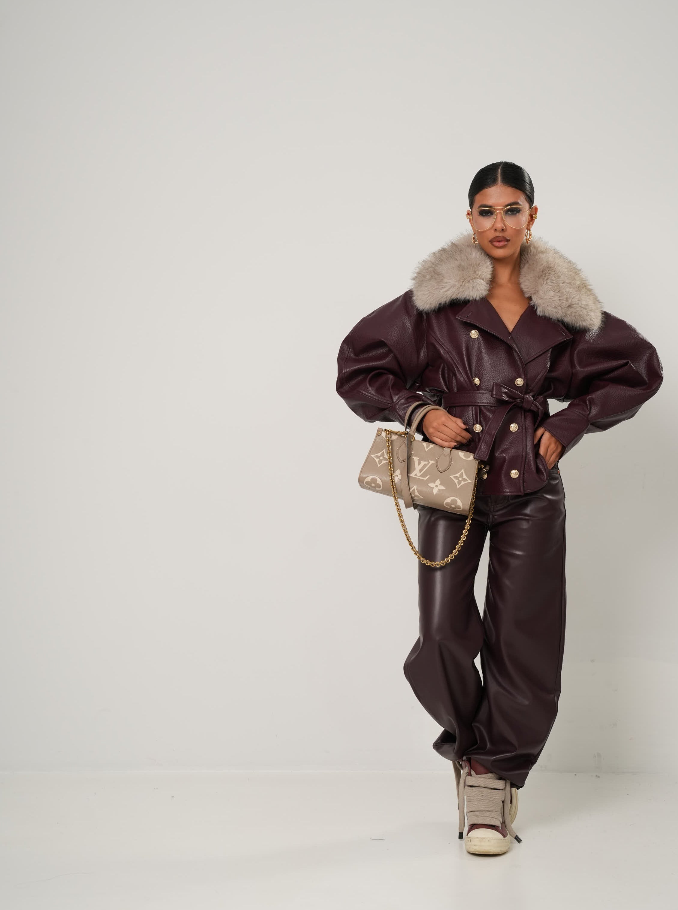 PANTALONI ECOPELLE MILANO BORDEAUX