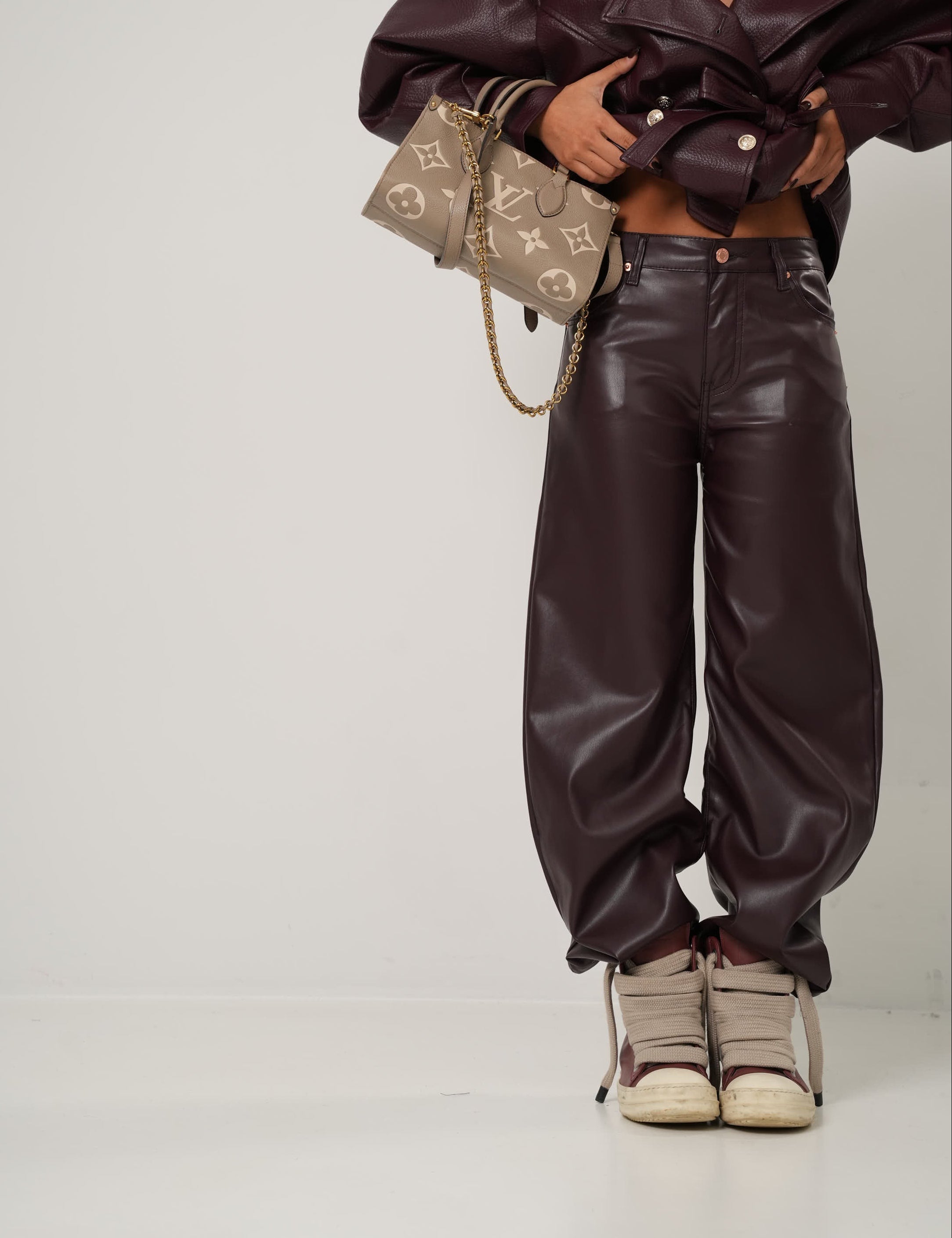 PANTALONI ECOPELLE MILANO BORDEAUX