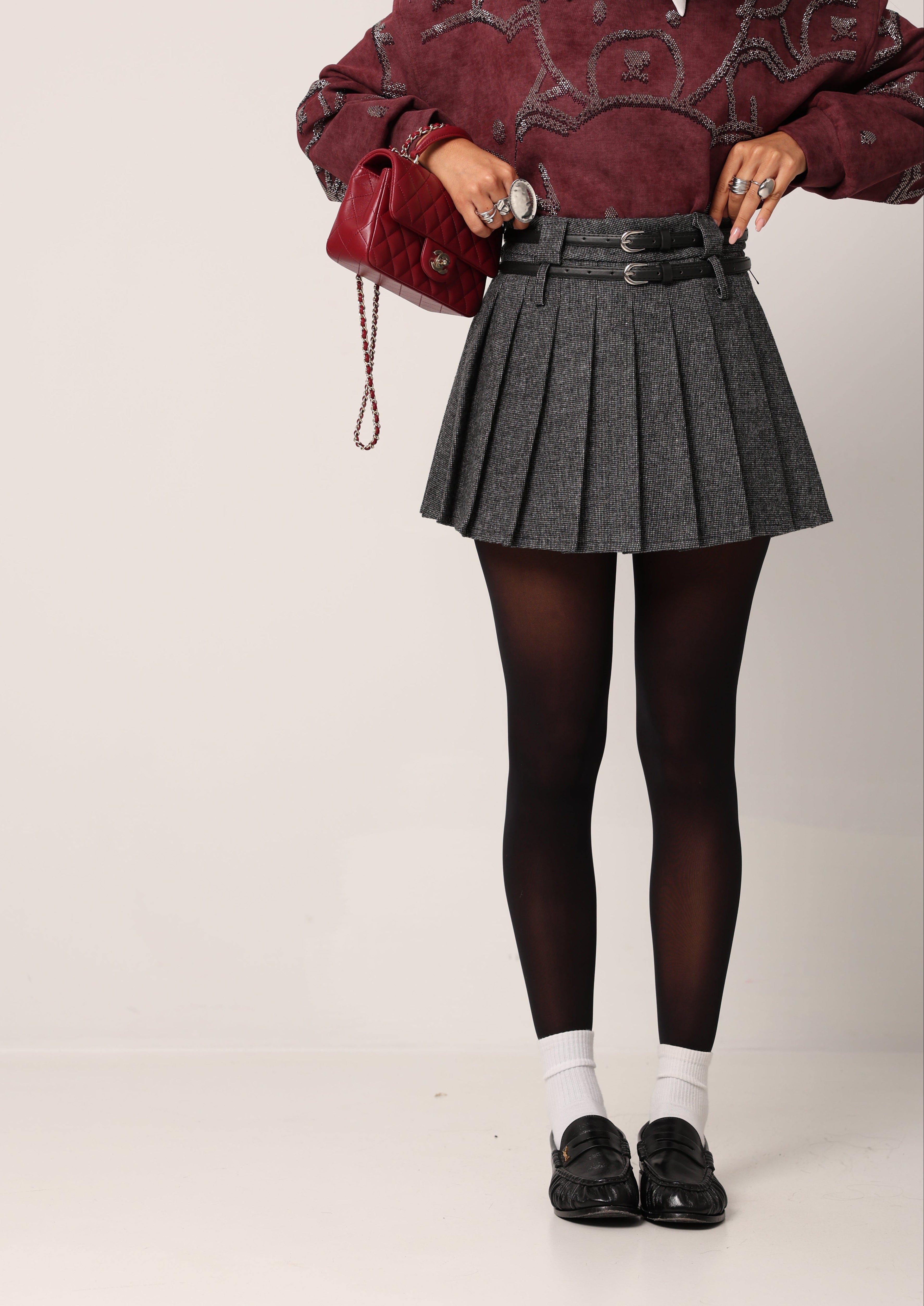 PANTAGONNA PLISSE DOREA NERO + DUE CINTURE