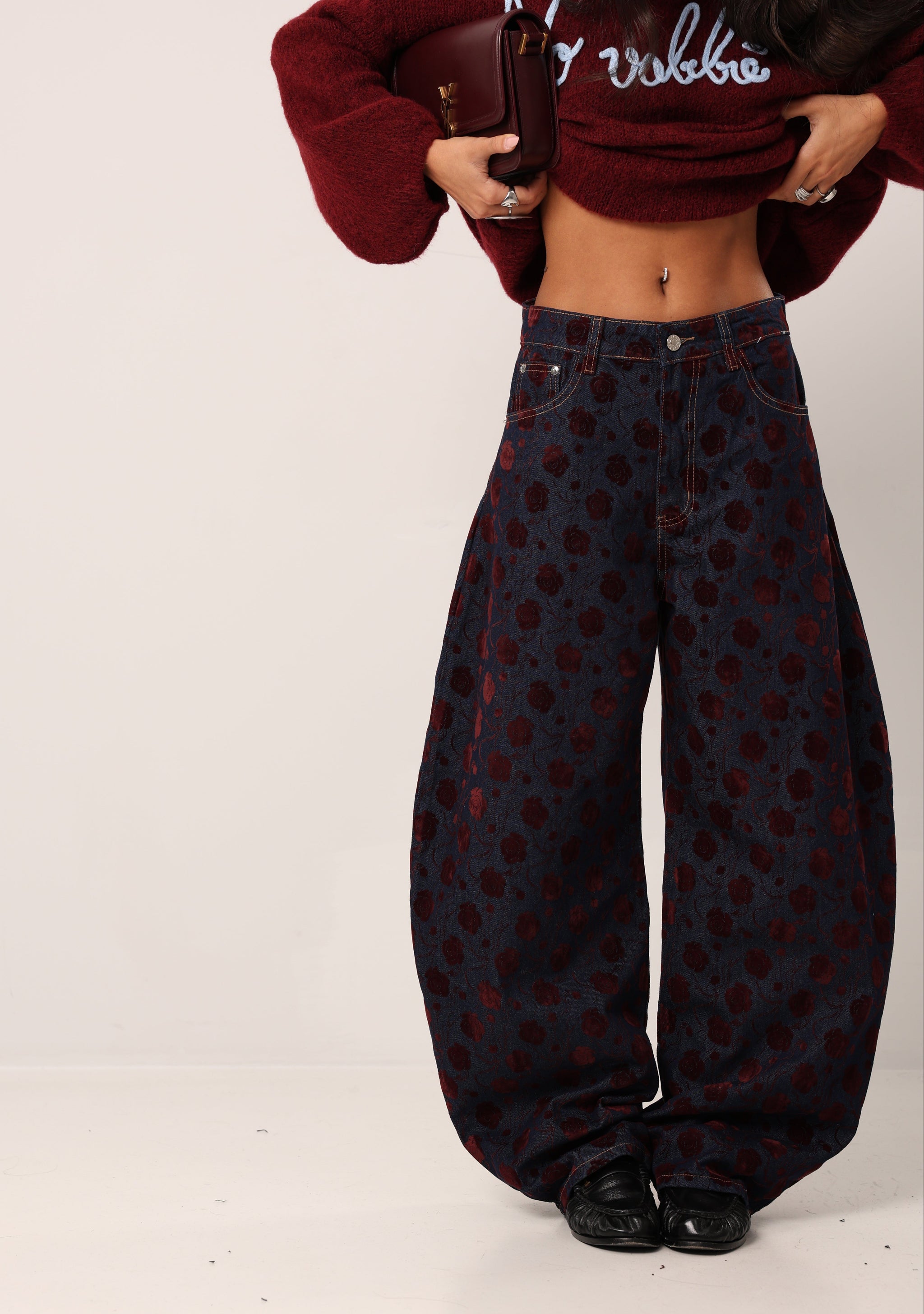 3x Kimono rosso con foglie e fiori - taglia unica