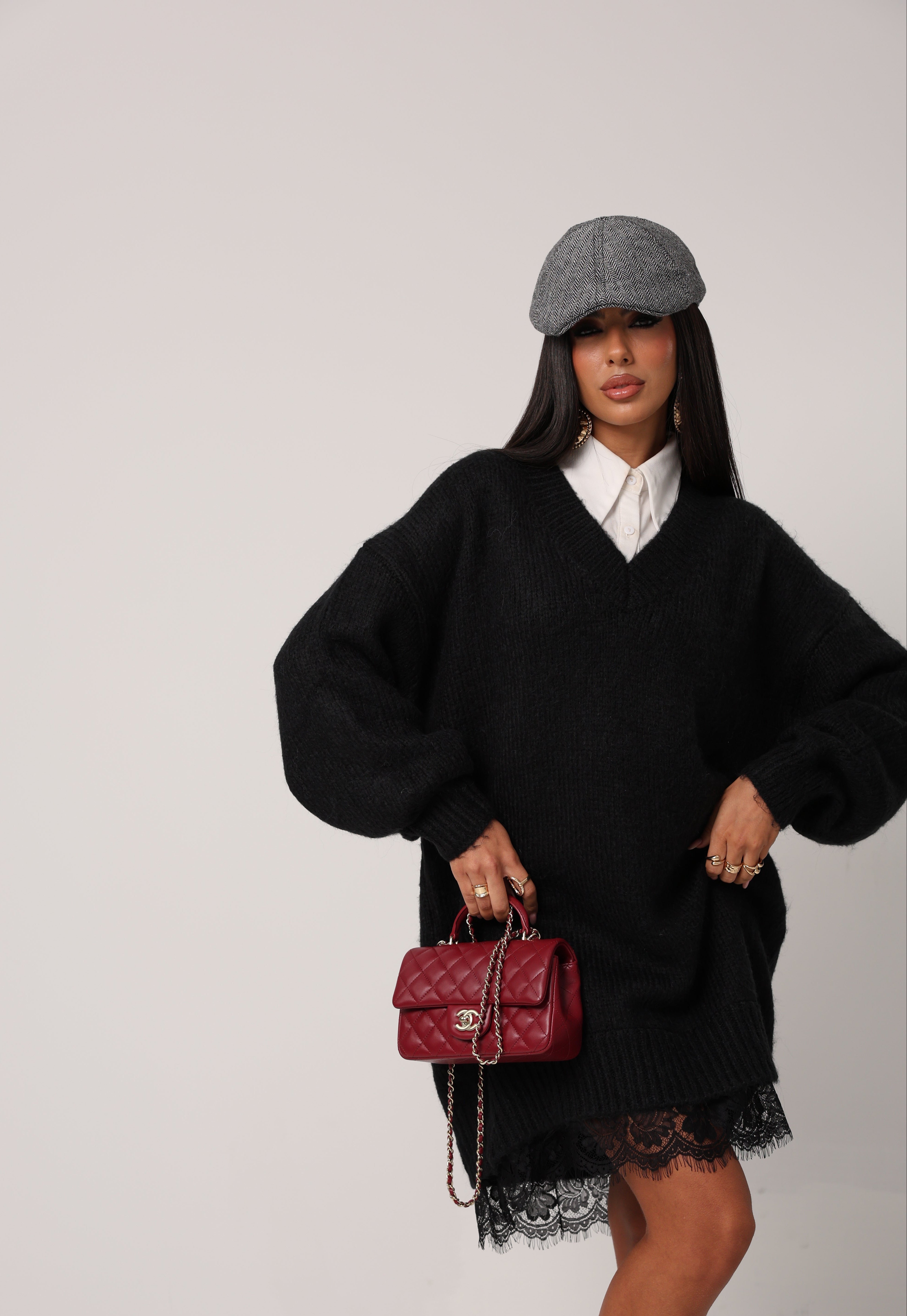 MAXI-PULL PIZZO TATIANA NERO